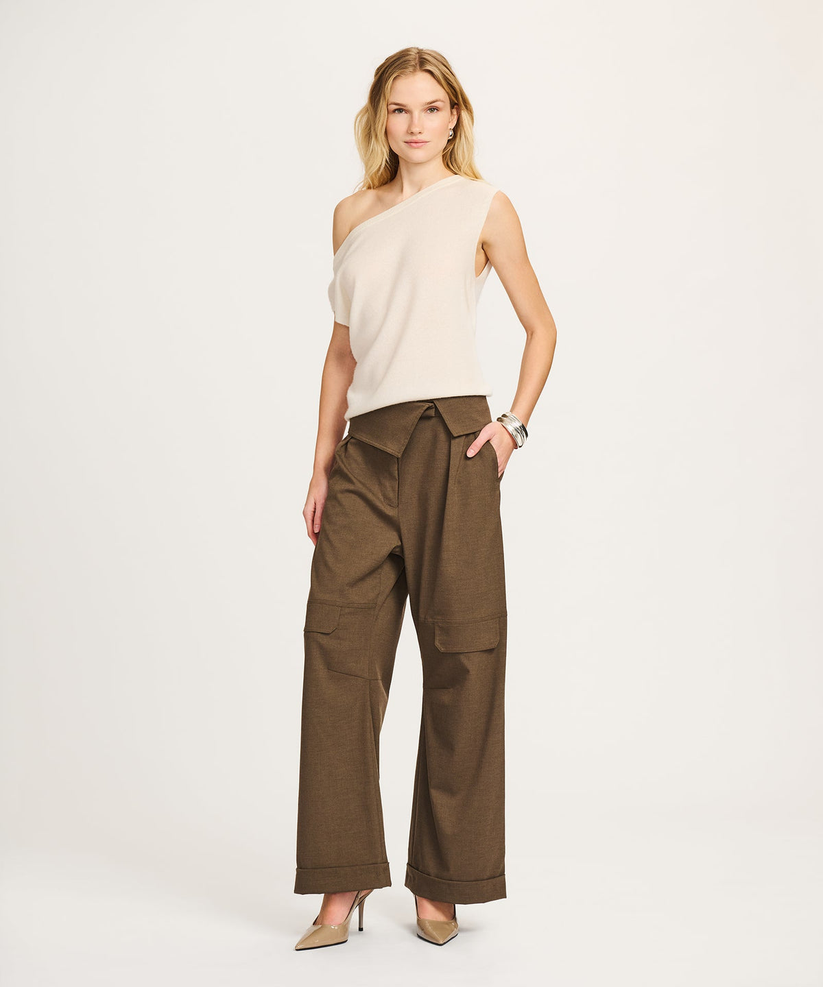 Lightweight Cashmere Off The Shoulder Tank
