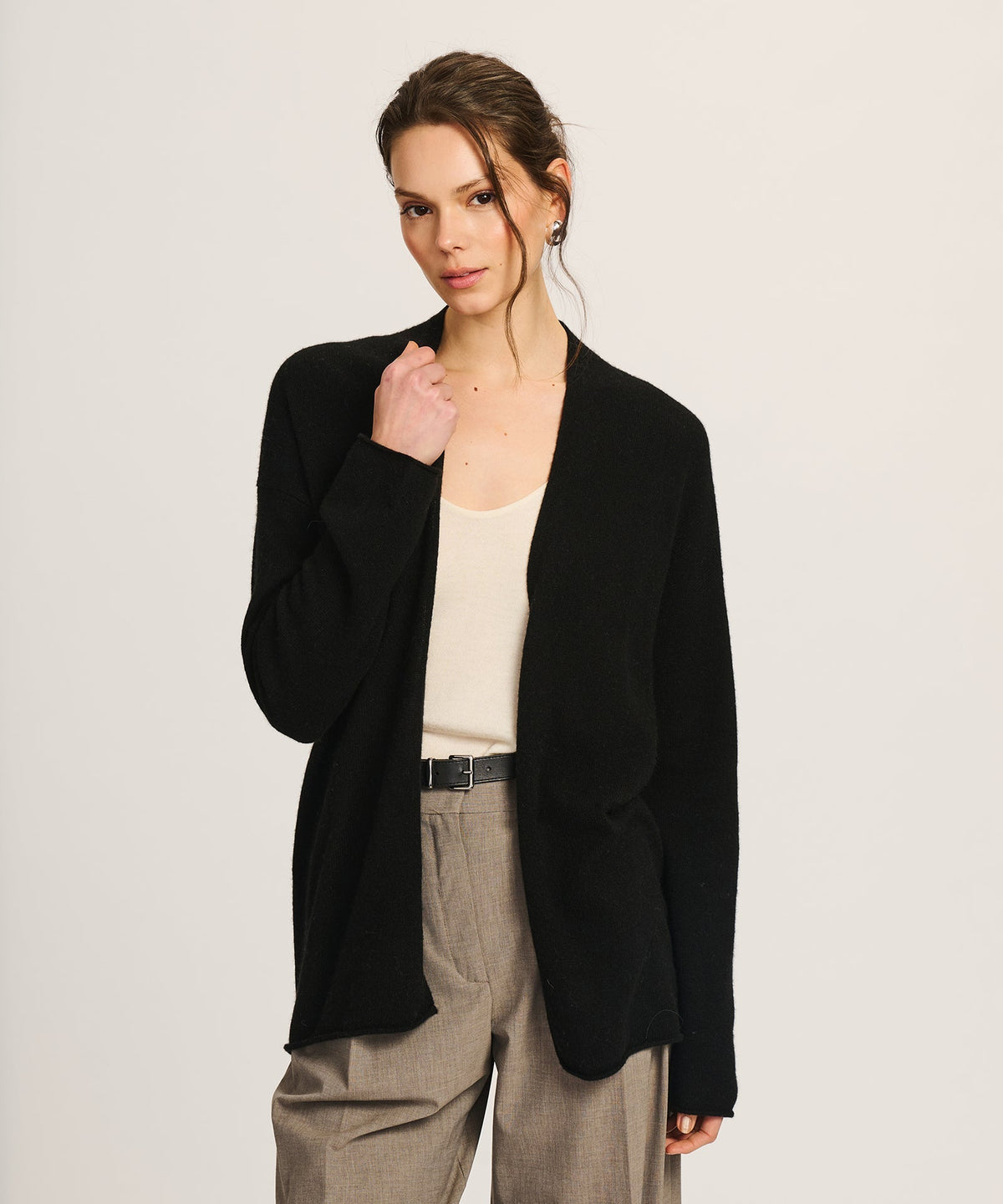 Lightweight Cashmere Open Front Cardigan