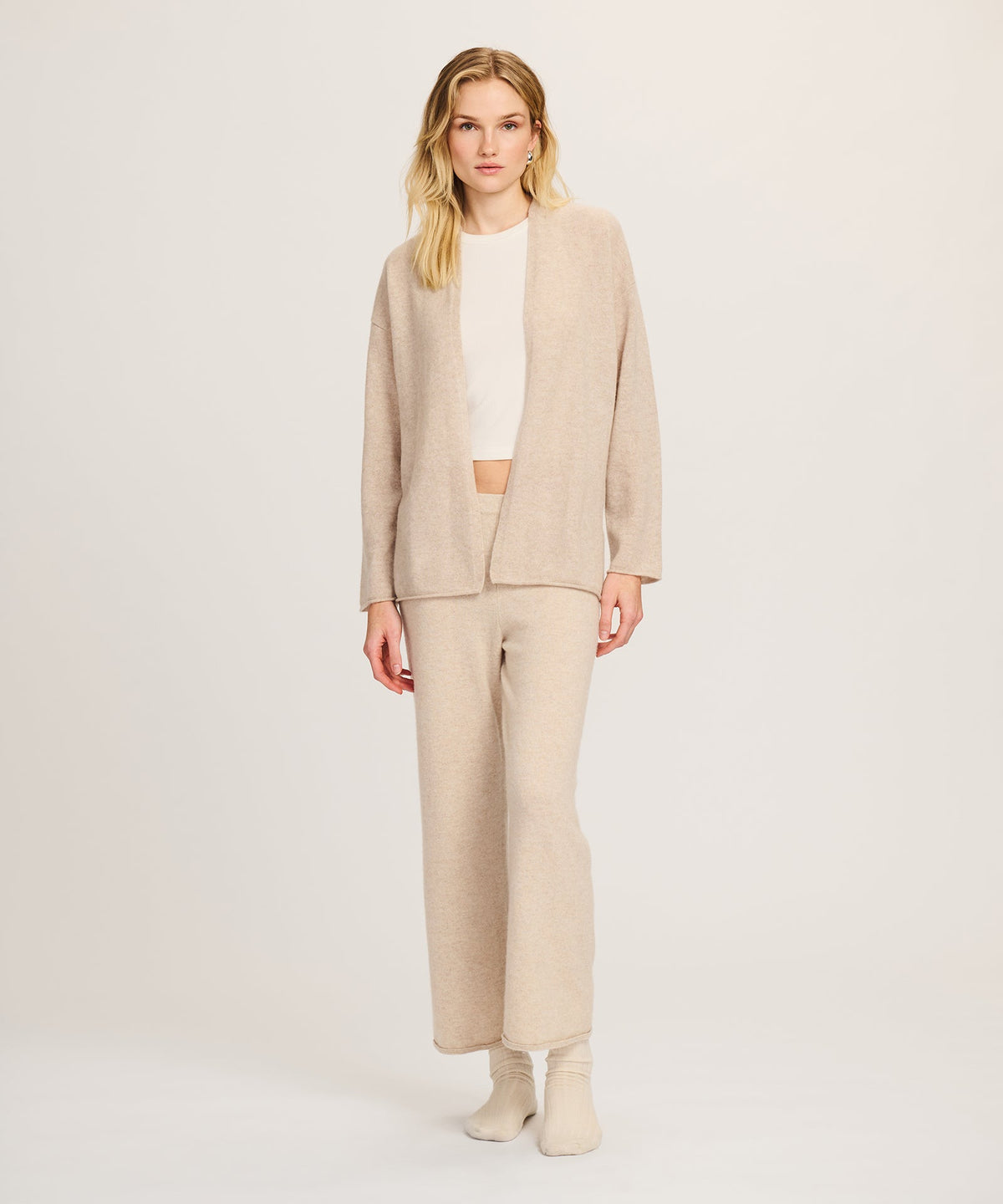 Lightweight Cashmere Open Front Cardigan