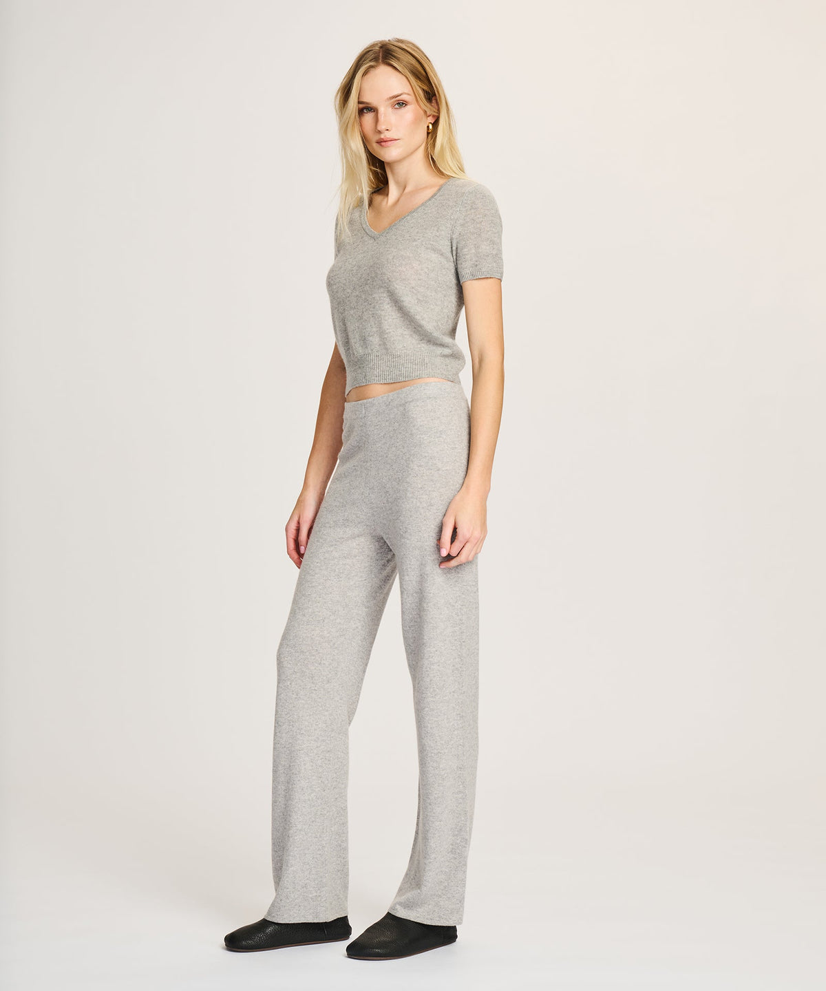 Lightweight Cashmere Short Sleeve V-Neck Sweater