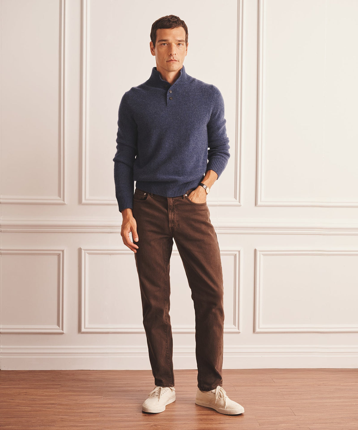 Luxe Cashmere Button Pullover Sweater