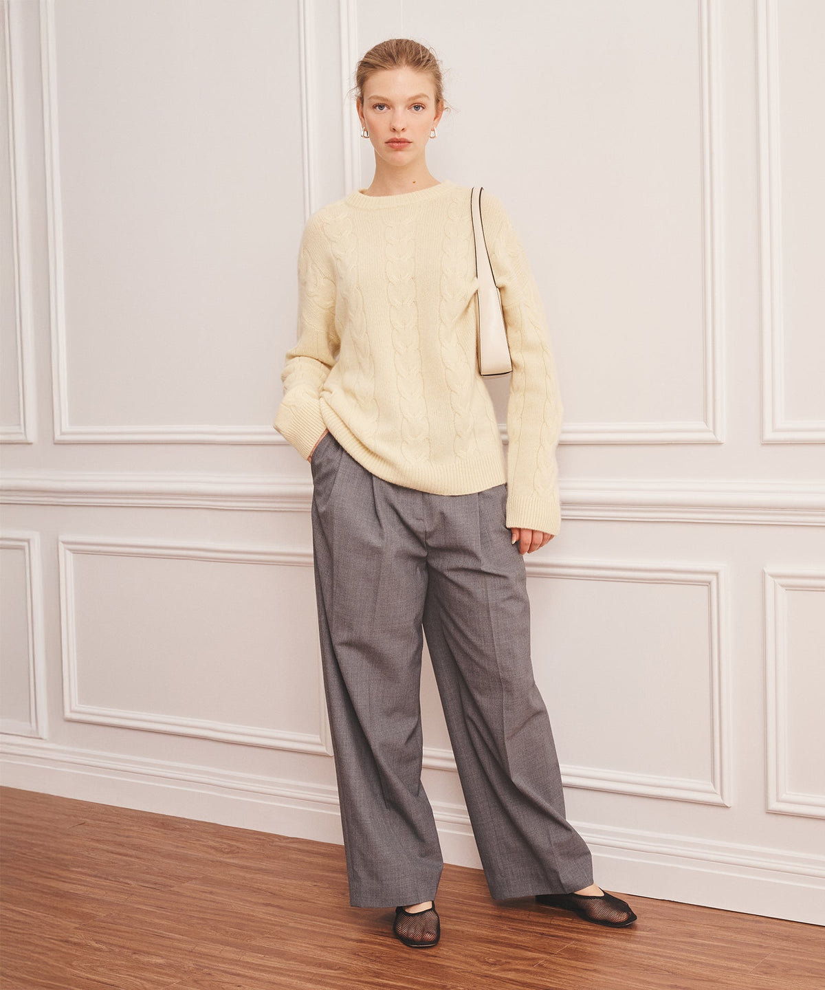 Luxe Cashmere Cable Crewneck