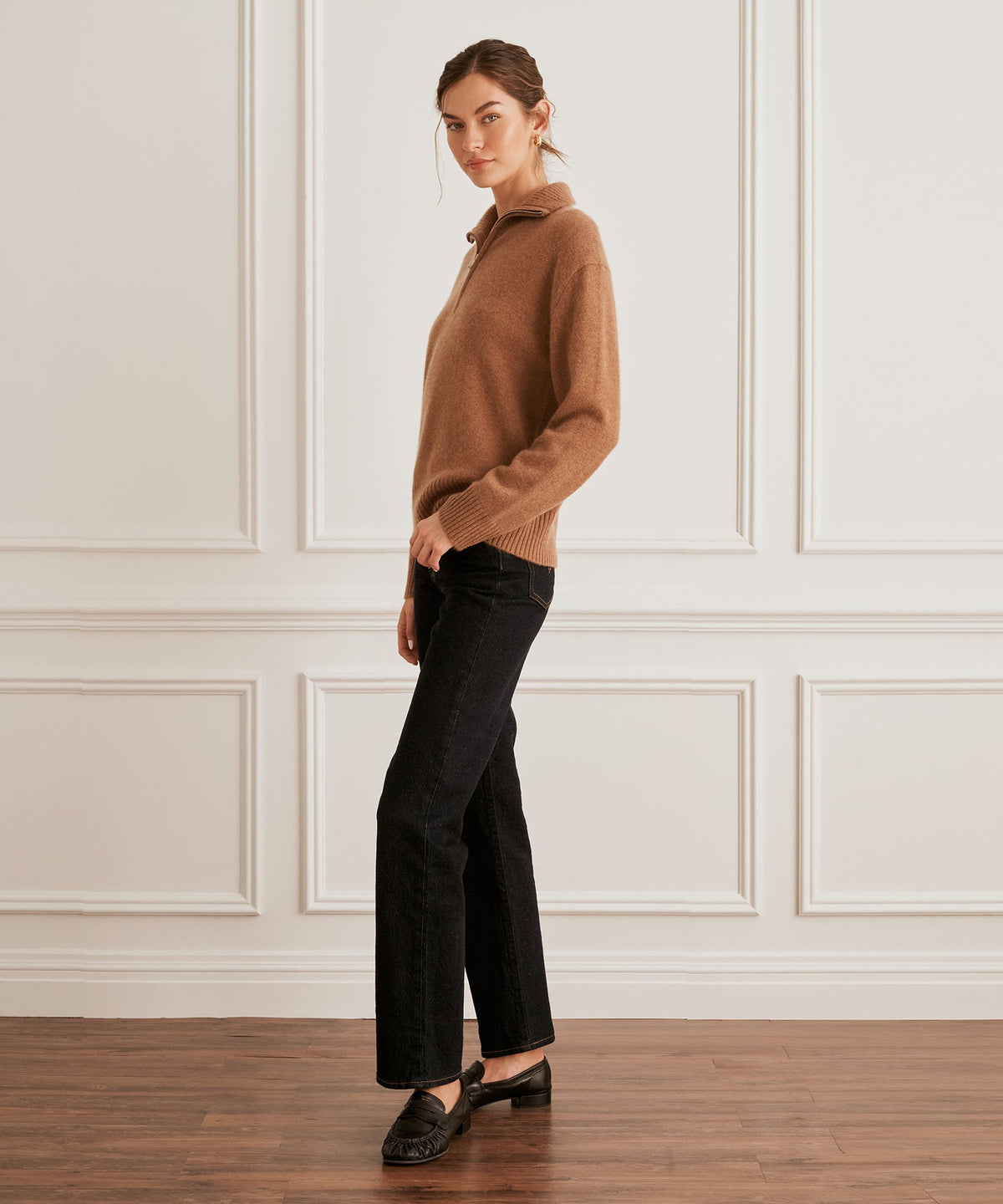 Luxe Cashmere High Neck Quarter Zip