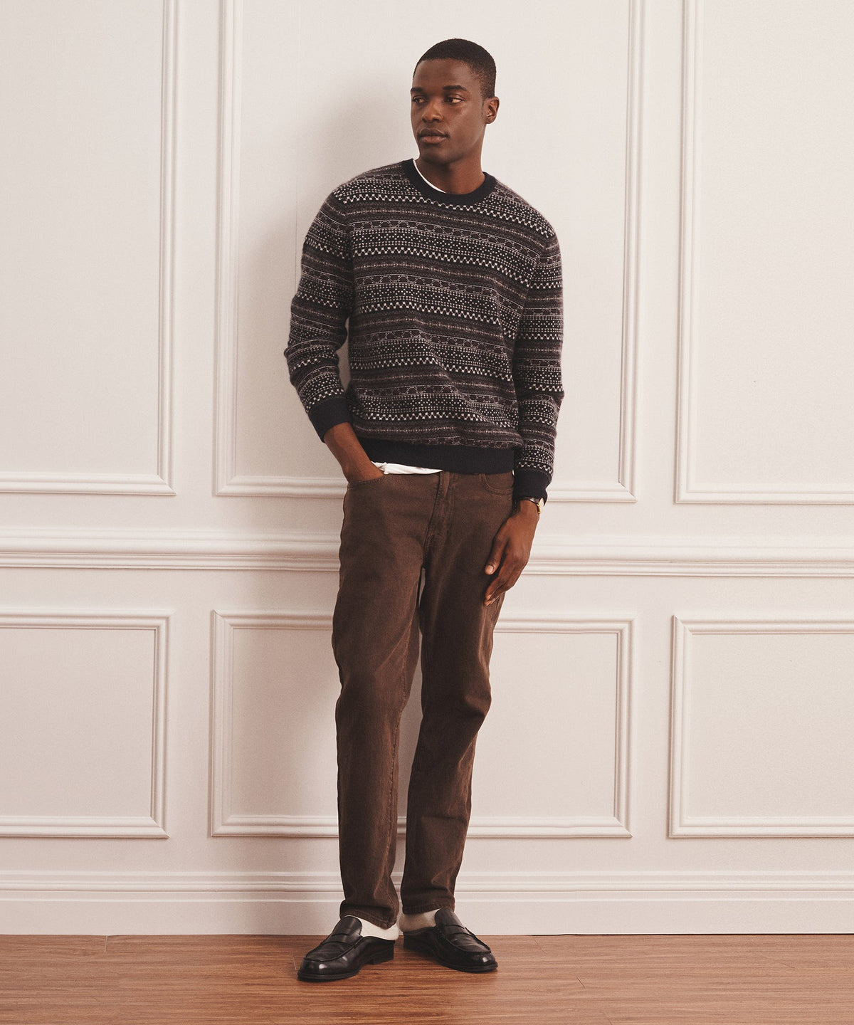 Luxe Cashmere Jacquard Fair Isle Crewneck Sweater