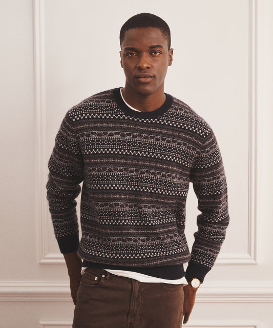 Luxe Cashmere Jacquard Fair Isle Crewneck Sweater