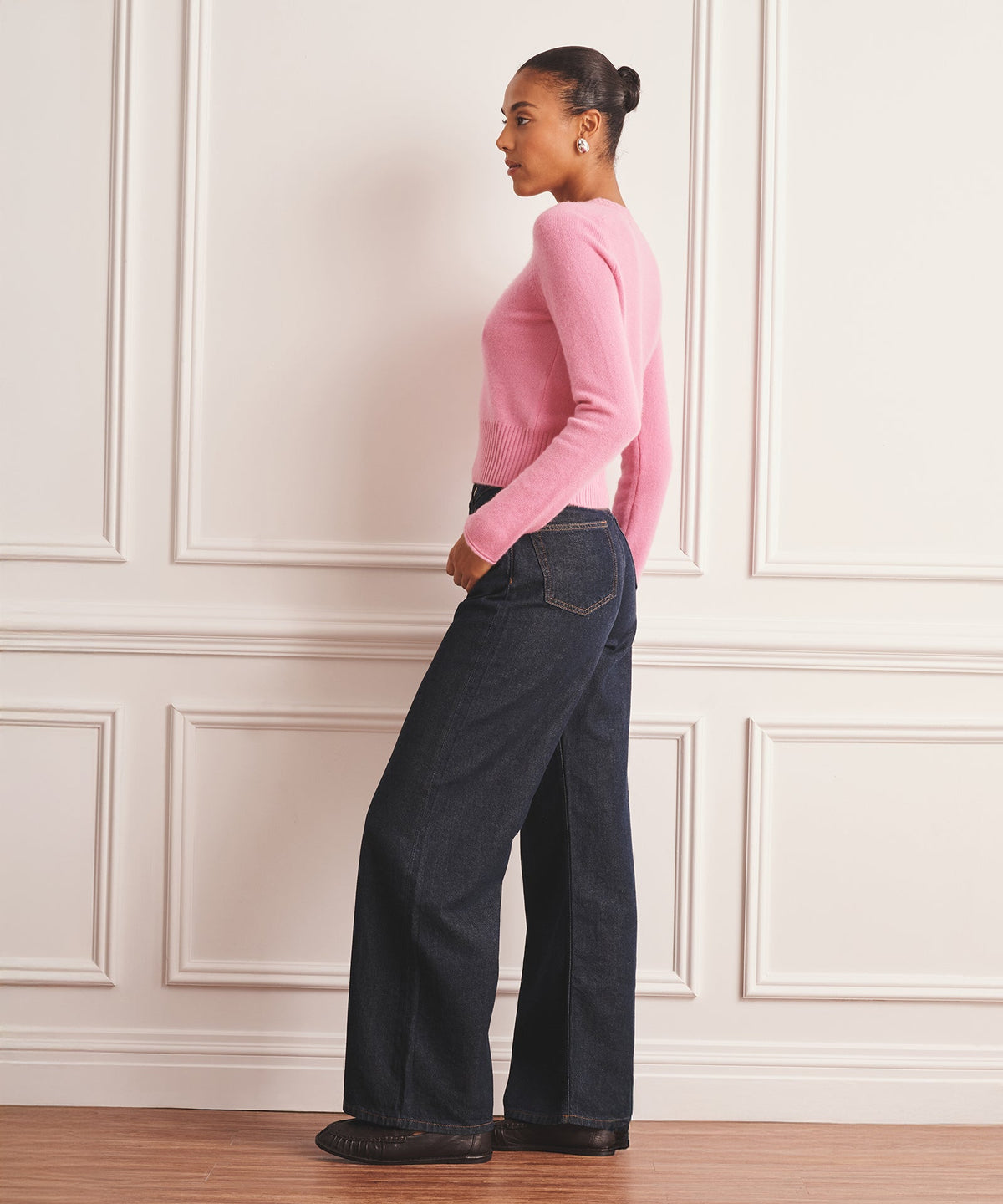 Saddle Cashmere Crewneck Sweater