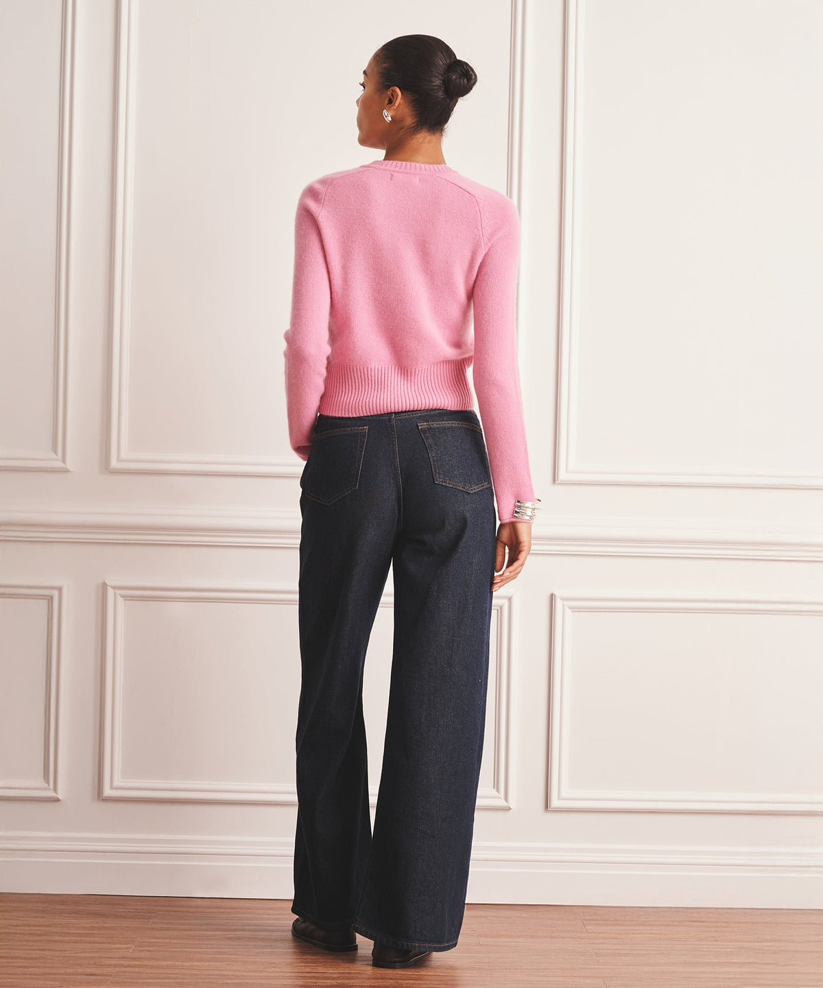 Saddle Cashmere Crewneck Sweater