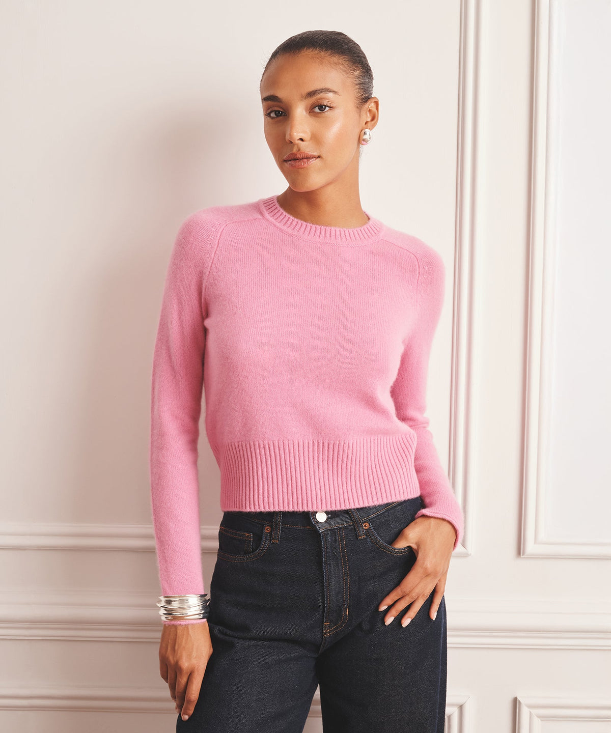 Saddle Cashmere Crewneck Sweater