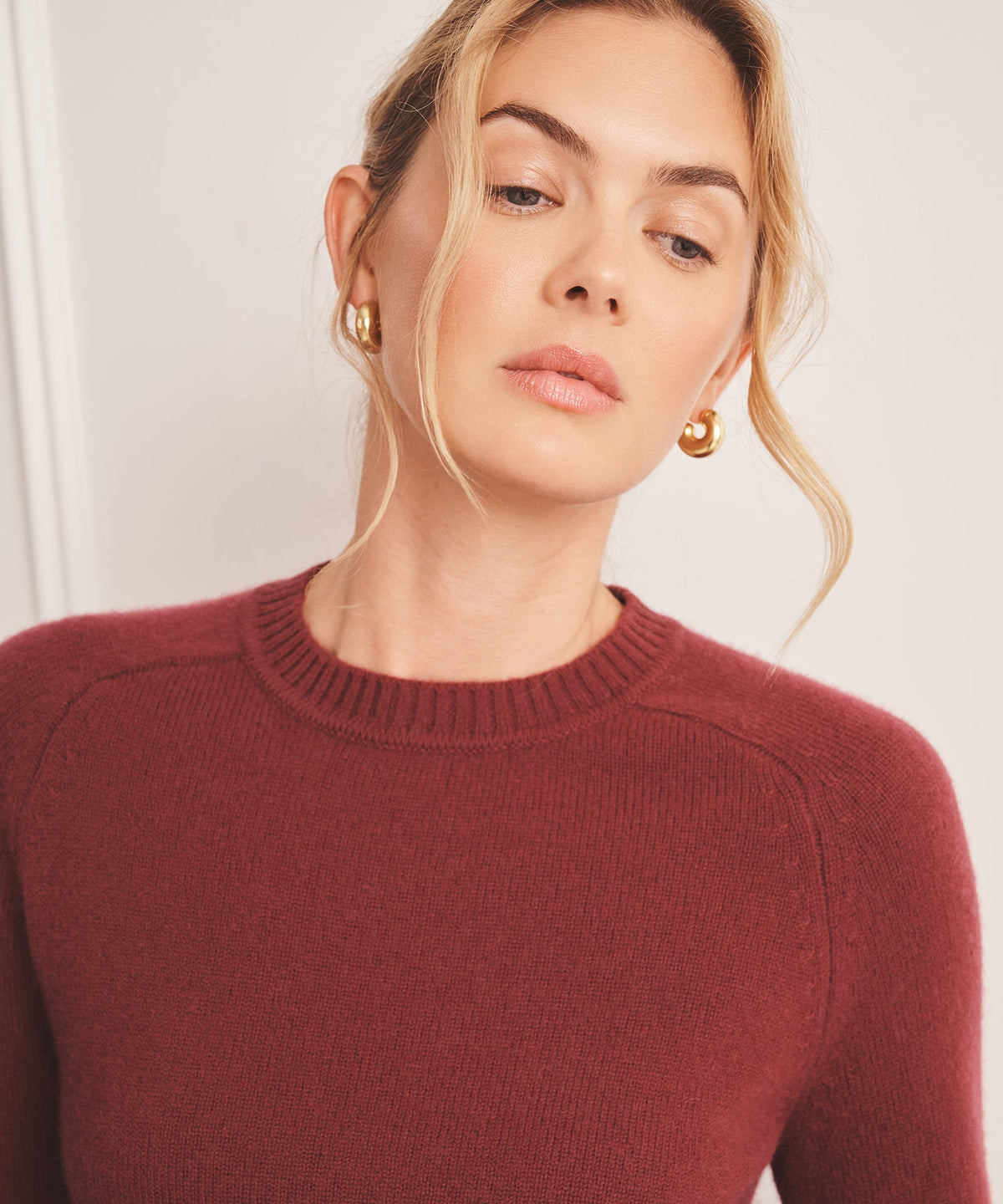 Saddle Cashmere Crewneck Sweater