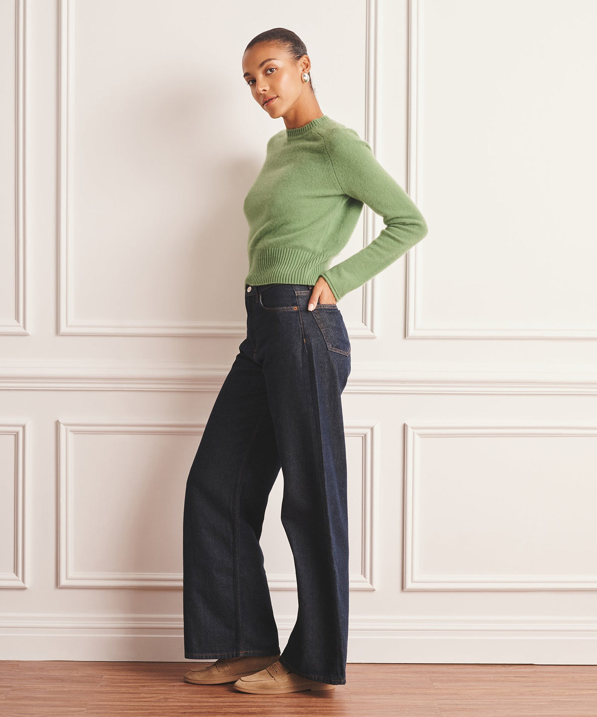 Saddle Cashmere Crewneck Sweater