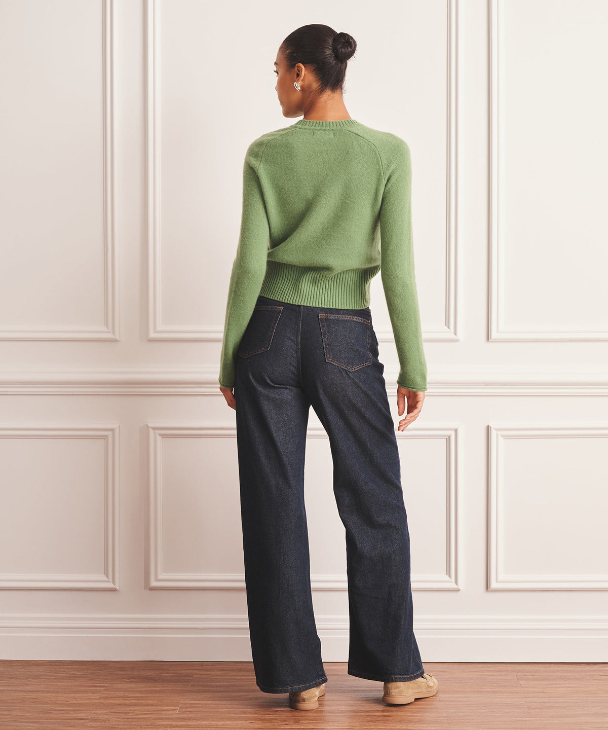 Saddle Cashmere Crewneck Sweater