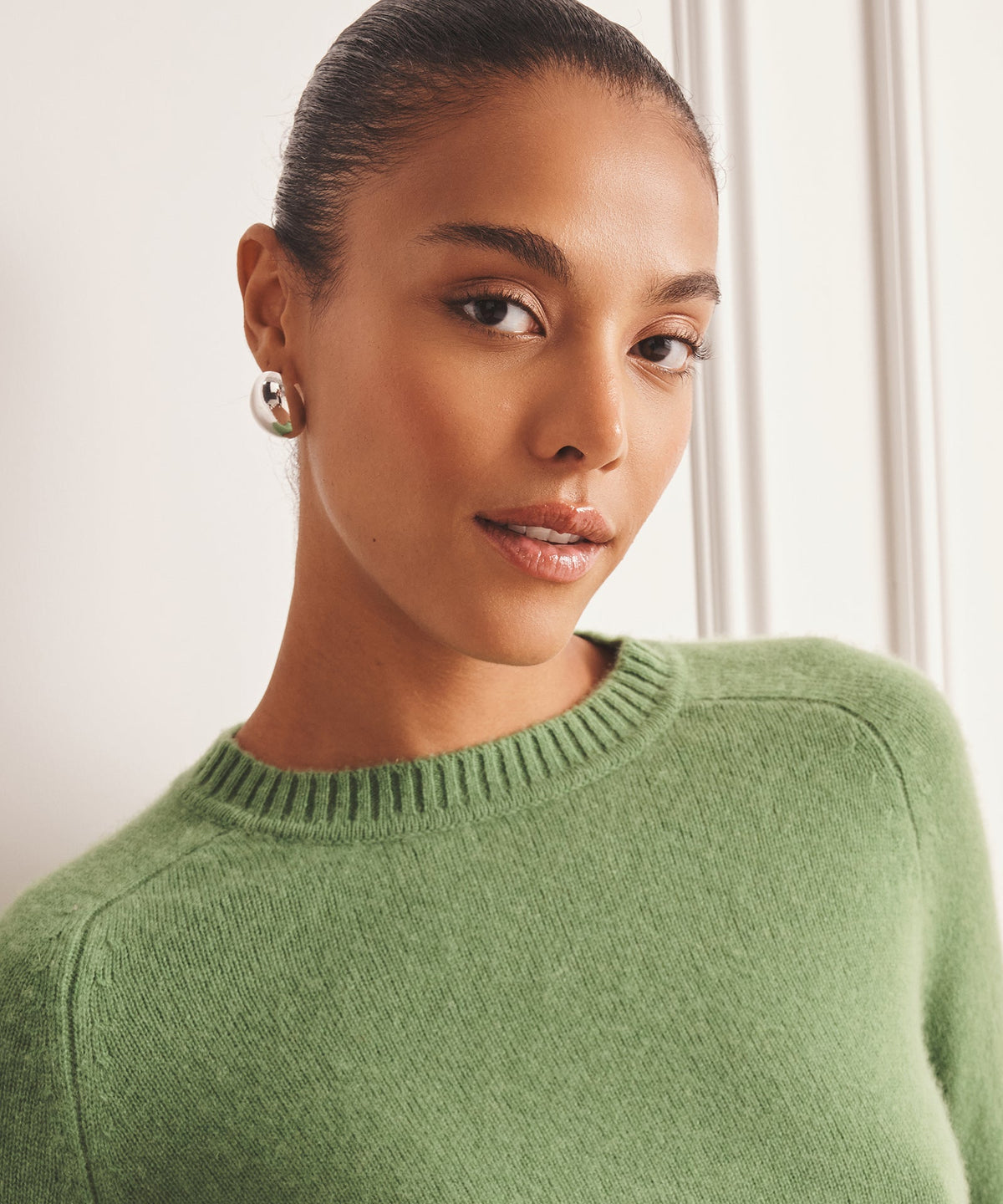 Saddle Cashmere Crewneck Sweater