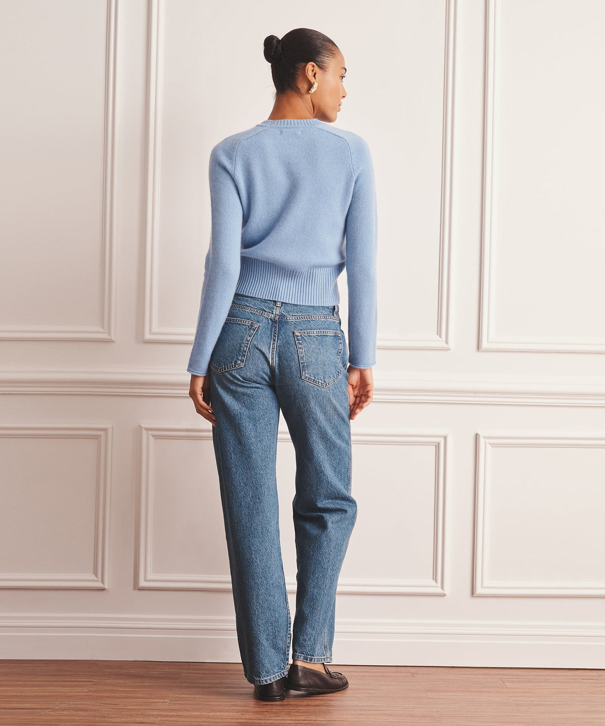 Saddle Cashmere Crewneck Sweater