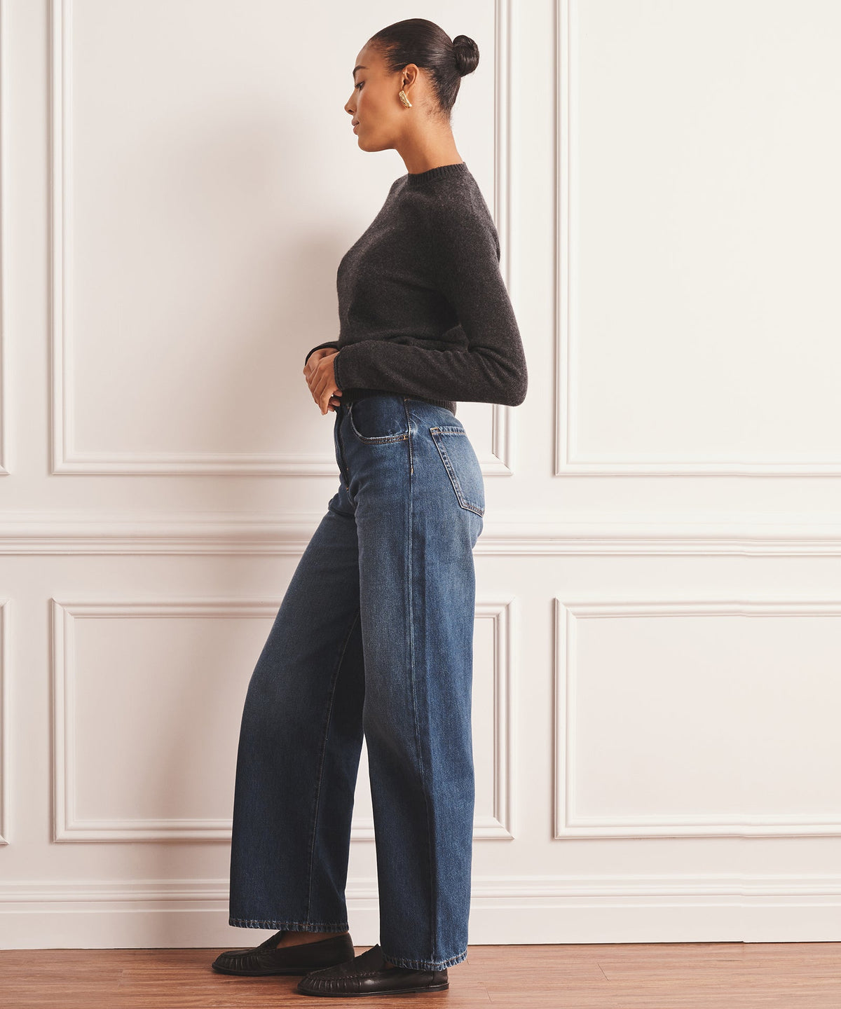 Saddle Cashmere Crewneck Sweater