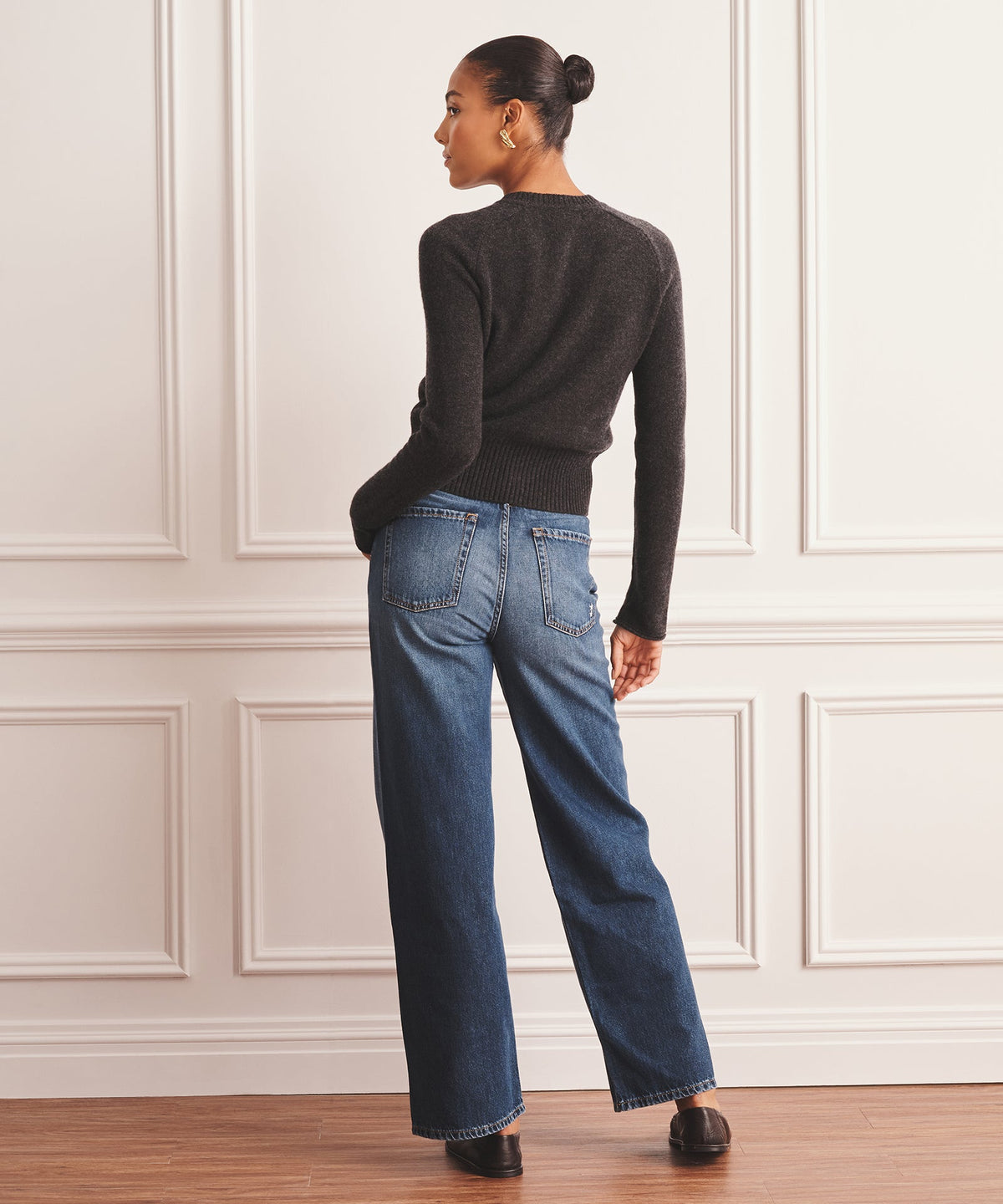 Saddle Cashmere Crewneck Sweater