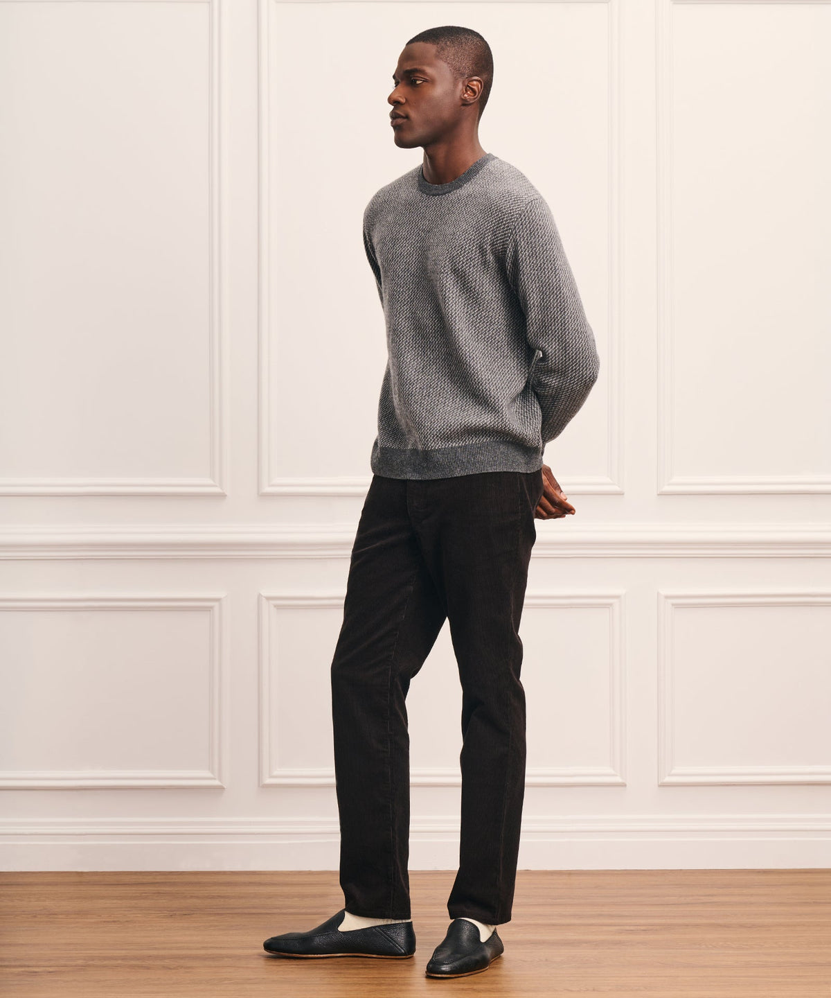 Luxe Cashmino Twill Jacquard Crewneck Sweater