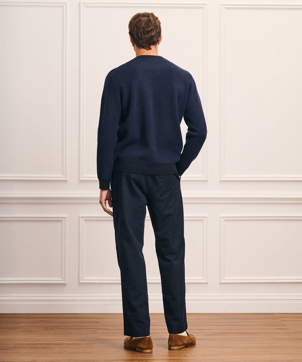 Luxe Cashmino Twill Jacquard Crewneck Sweater