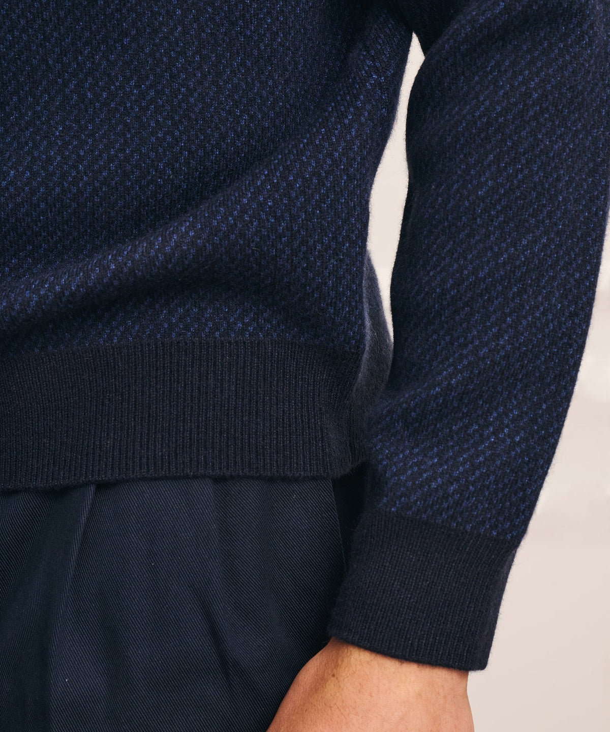 Luxe Cashmino Twill Jacquard Crewneck Sweater