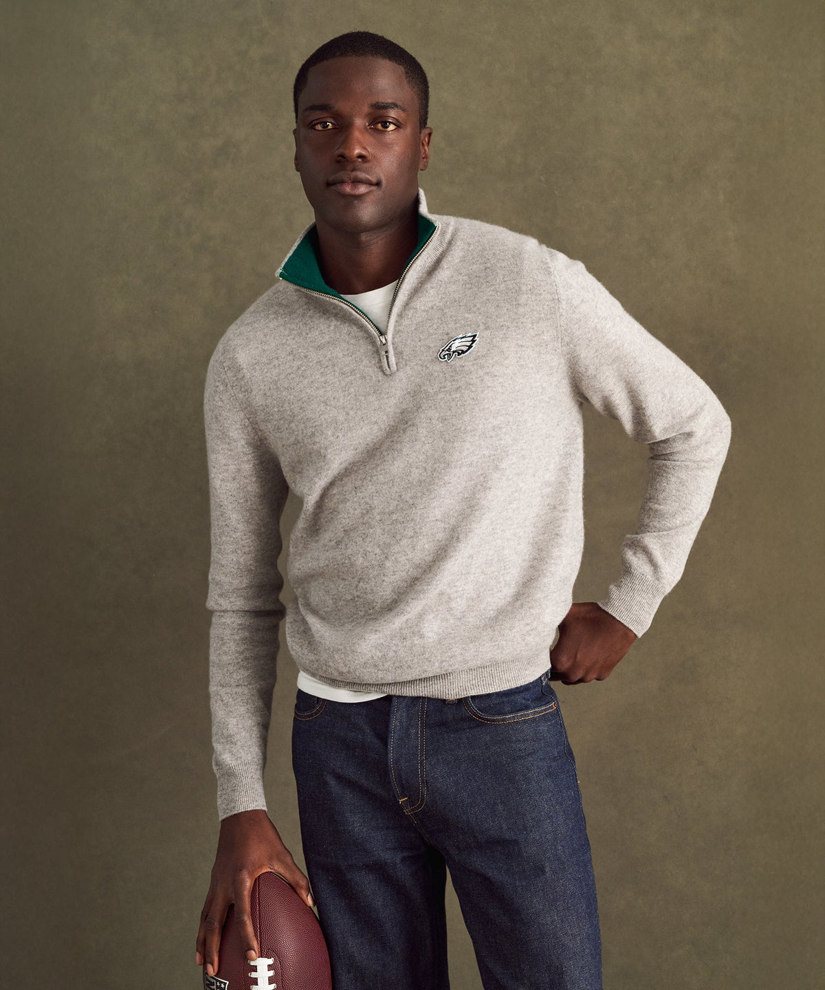 NFL Signature Cashmere Color Blocked Quarter Zip