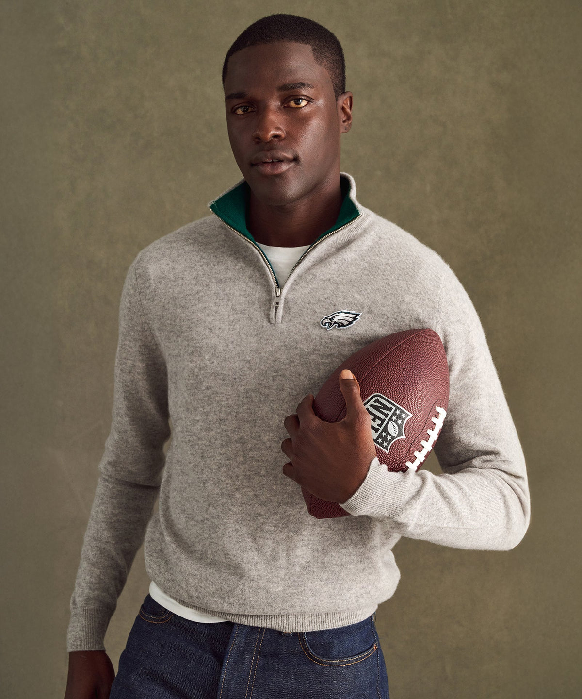 NFL Signature Cashmere Color Blocked Quarter Zip