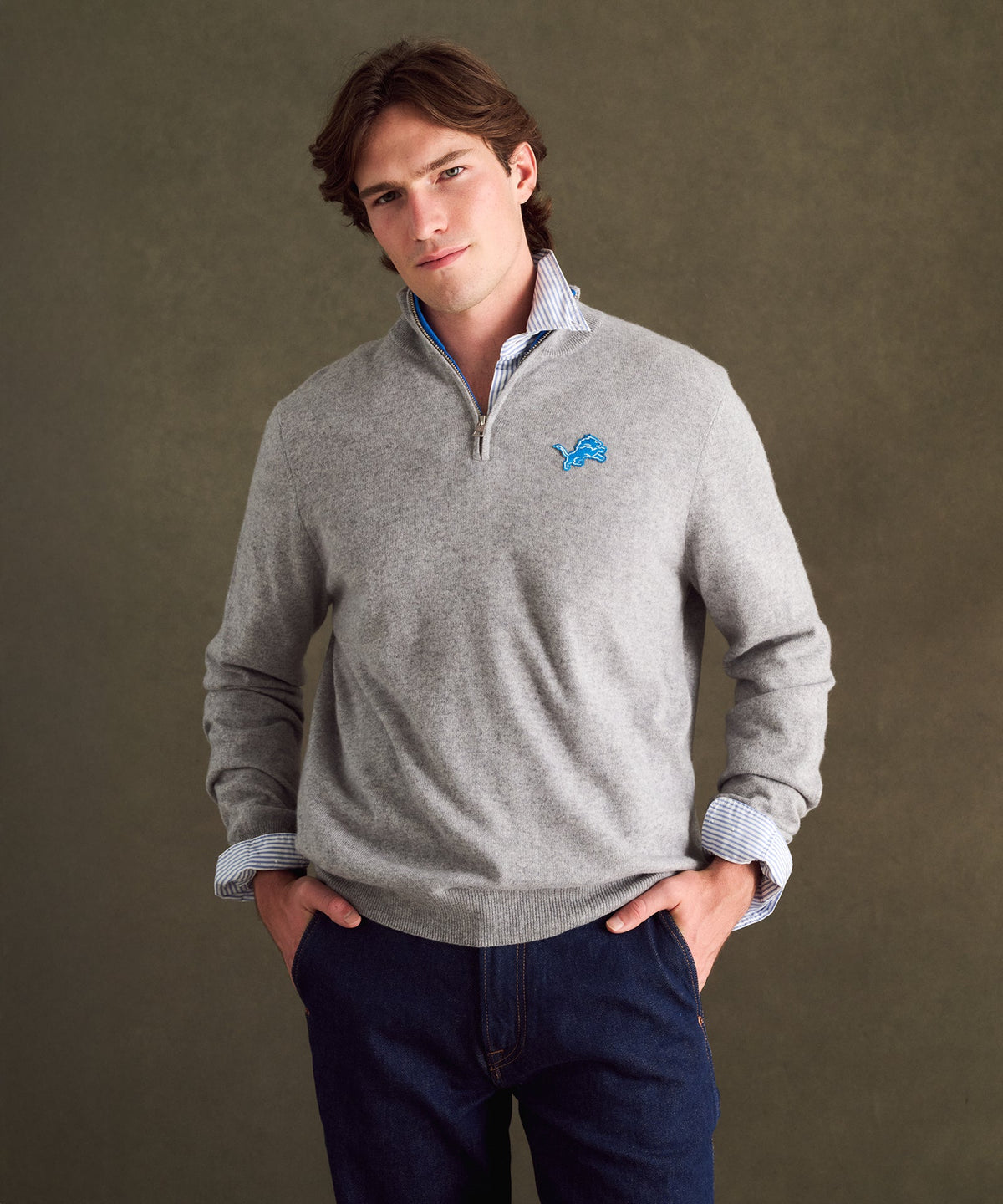 NFL Signature Cashmere Color Blocked Quarter Zip