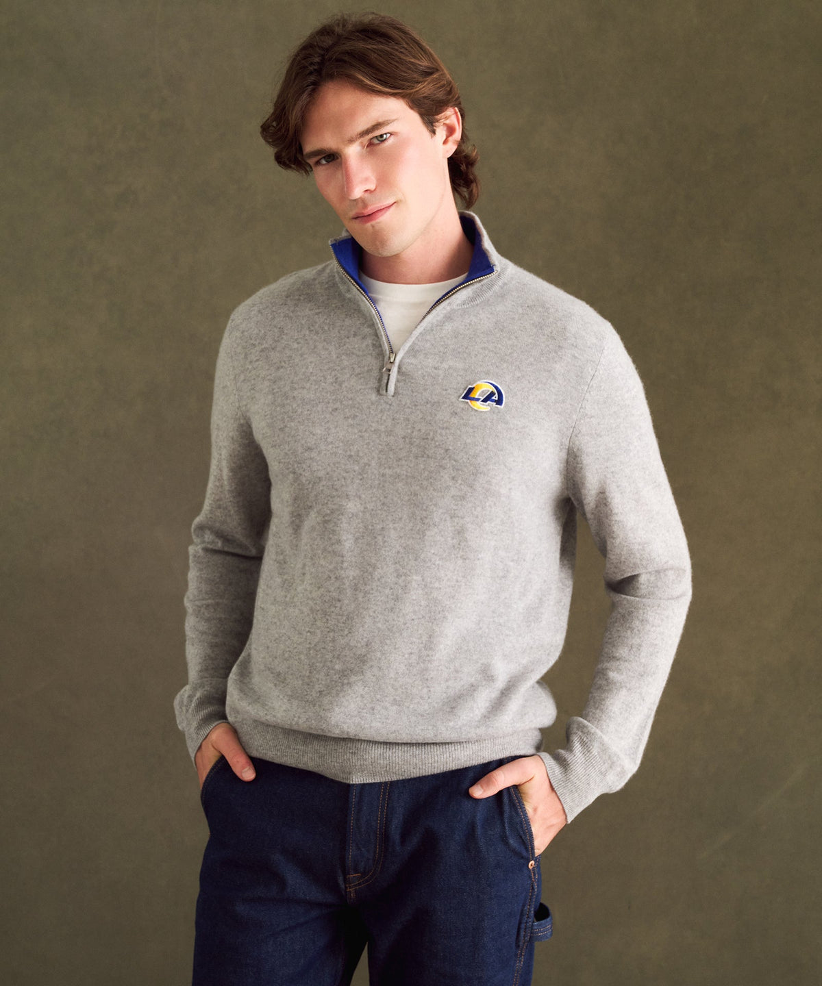 NFL Signature Cashmere Color Blocked Quarter Zip