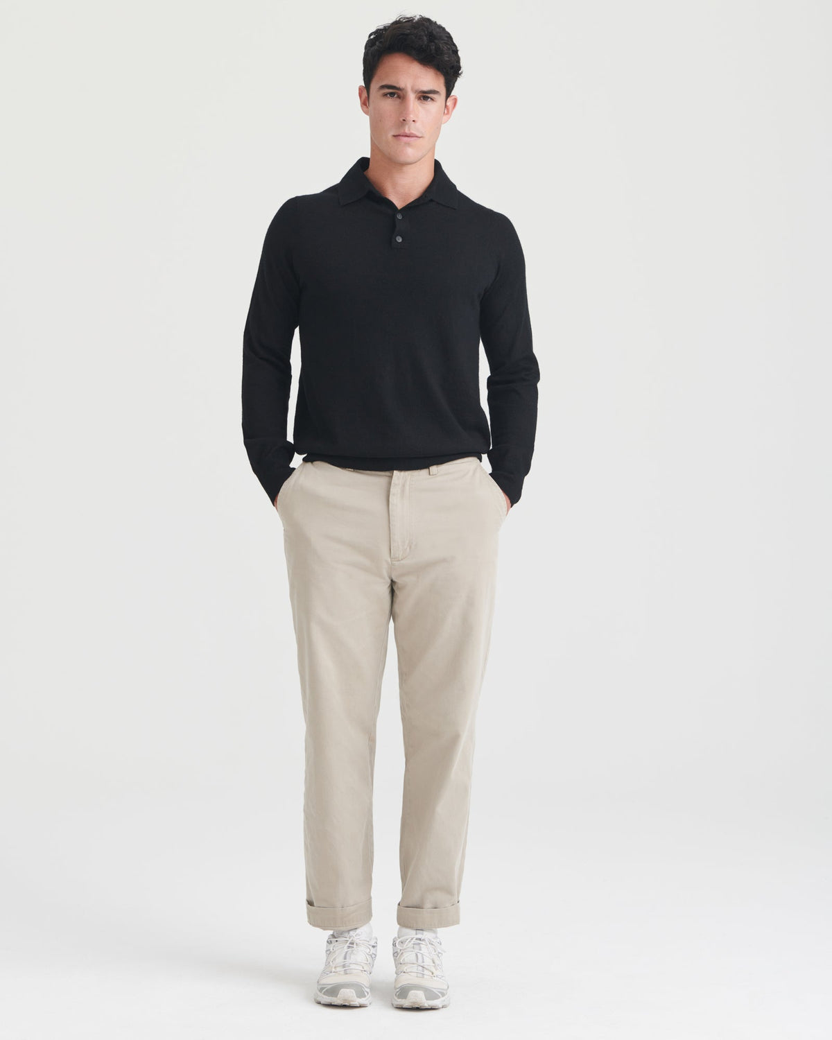 Super Fine Cashmere Long Sleeve Polo