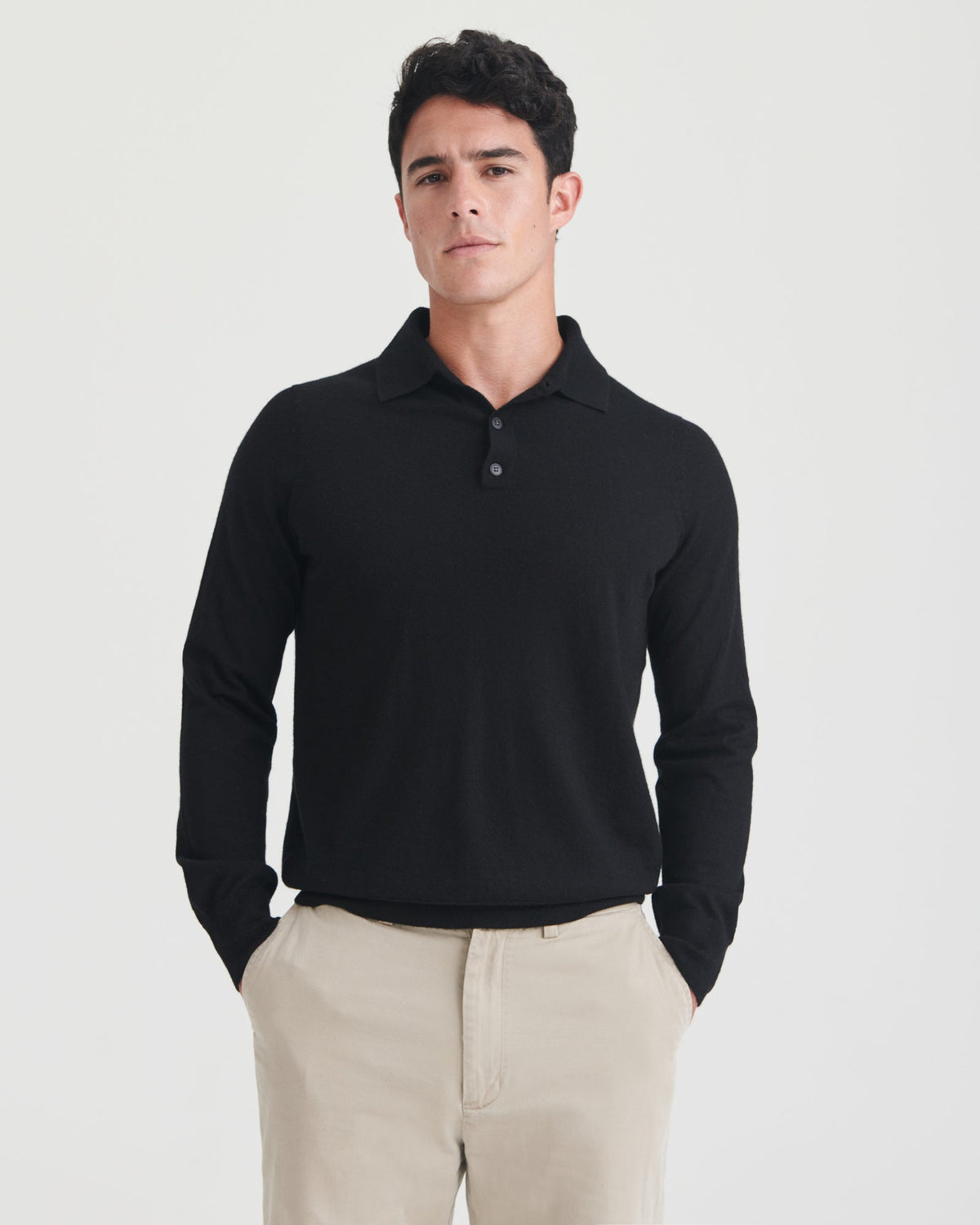 Super Fine Cashmere Long Sleeve Polo