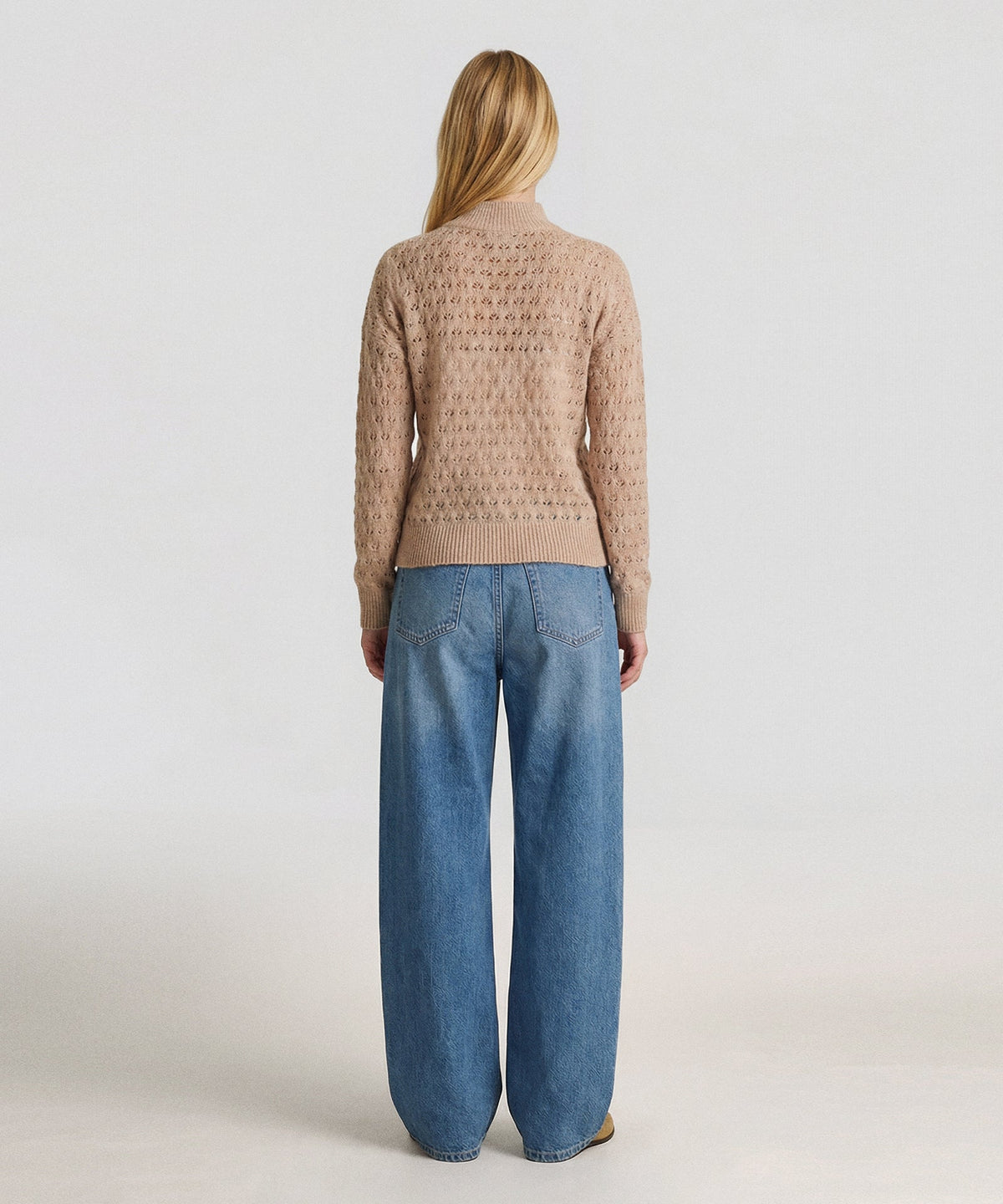 Lightweight Cashmere Pointelle Turtleneck Sweater