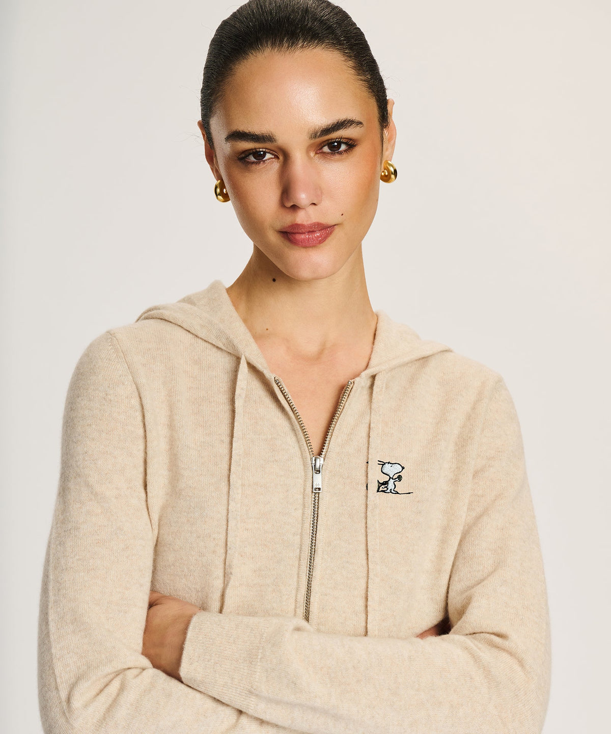 Women's Snoopy Tennis Signature Cashmere Cropped Zip Up Hoodie