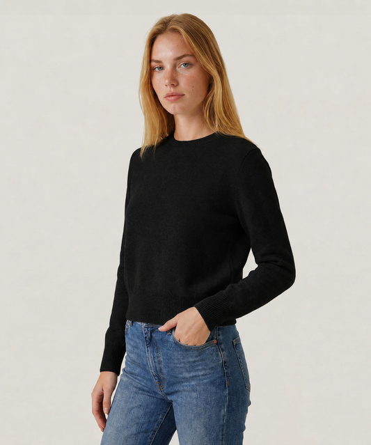 Cashmere Long Sleeve Cropped Pullover