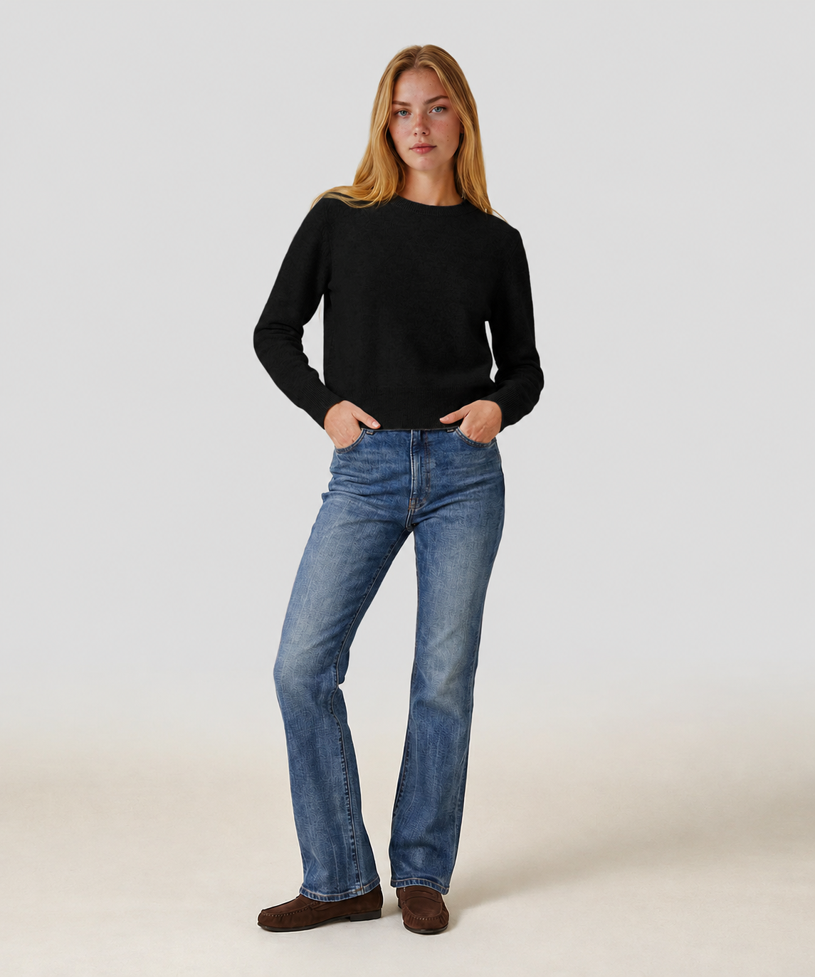 Cashmere Long Sleeve Cropped Pullover