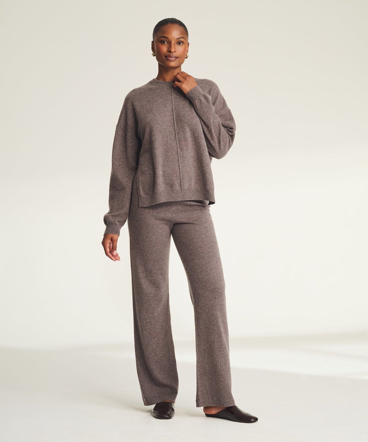 Signature Cashmere Crewneck Sweater with Pintucks