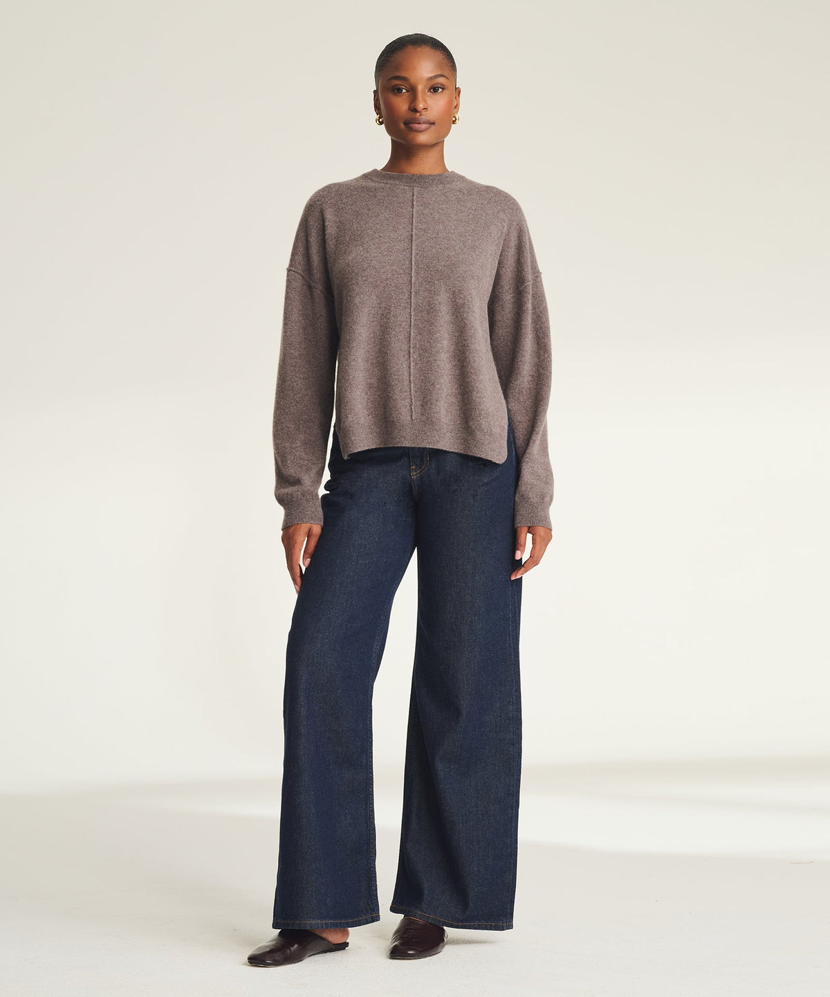 Signature Cashmere Crewneck Sweater with Pintucks