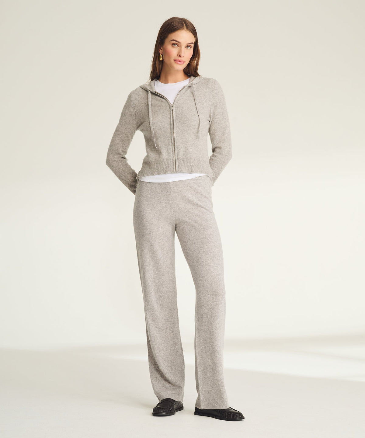 Signature Cashmere Cropped Zip Up Hoodie