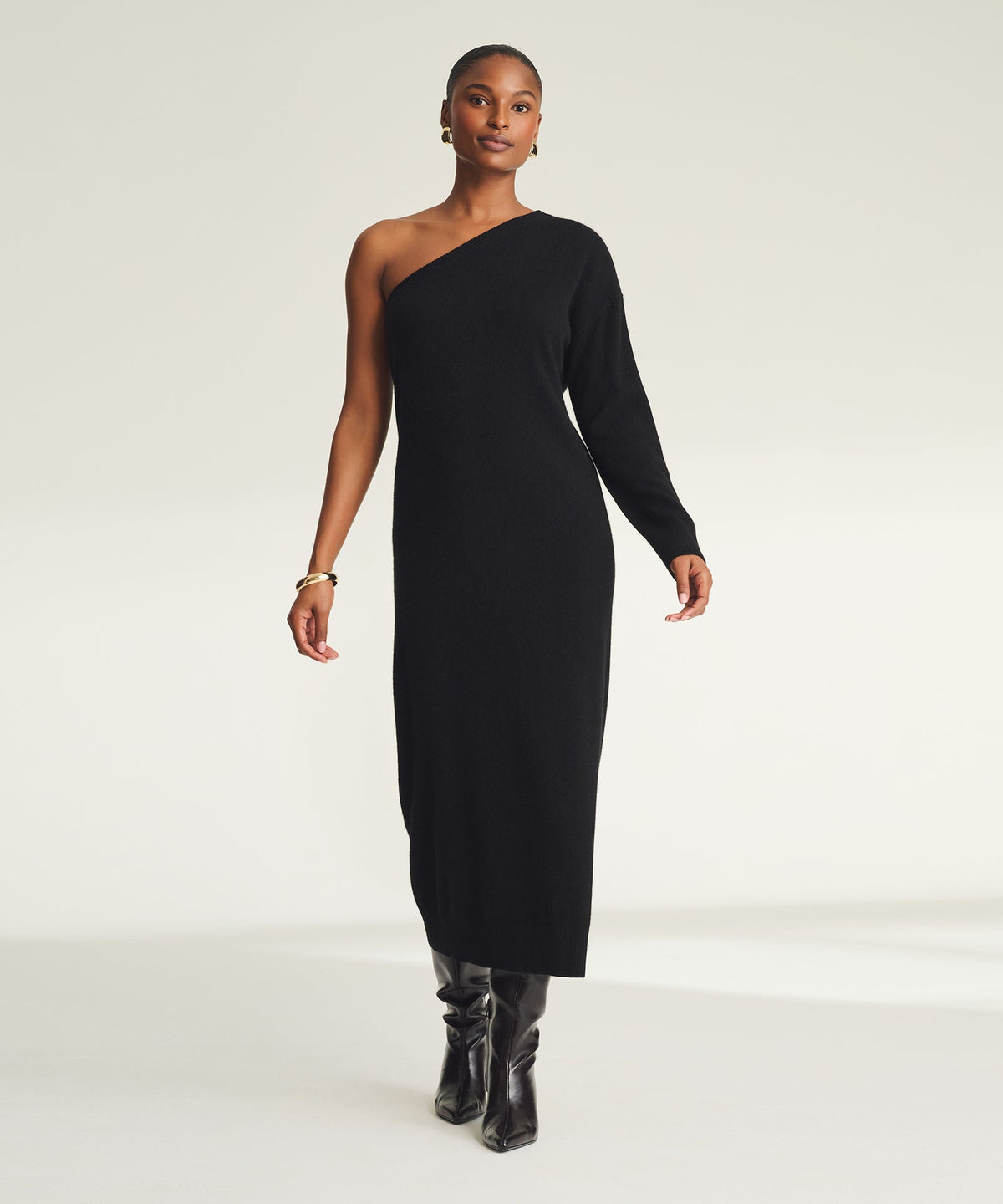 Signature Cashmere One Shoulder Dress