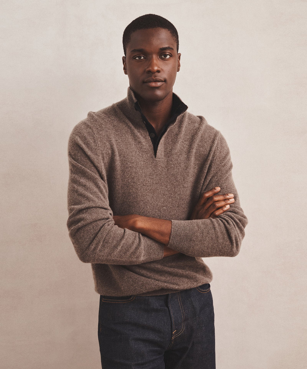 Signature Cashmere Quarter Button Down Sweater