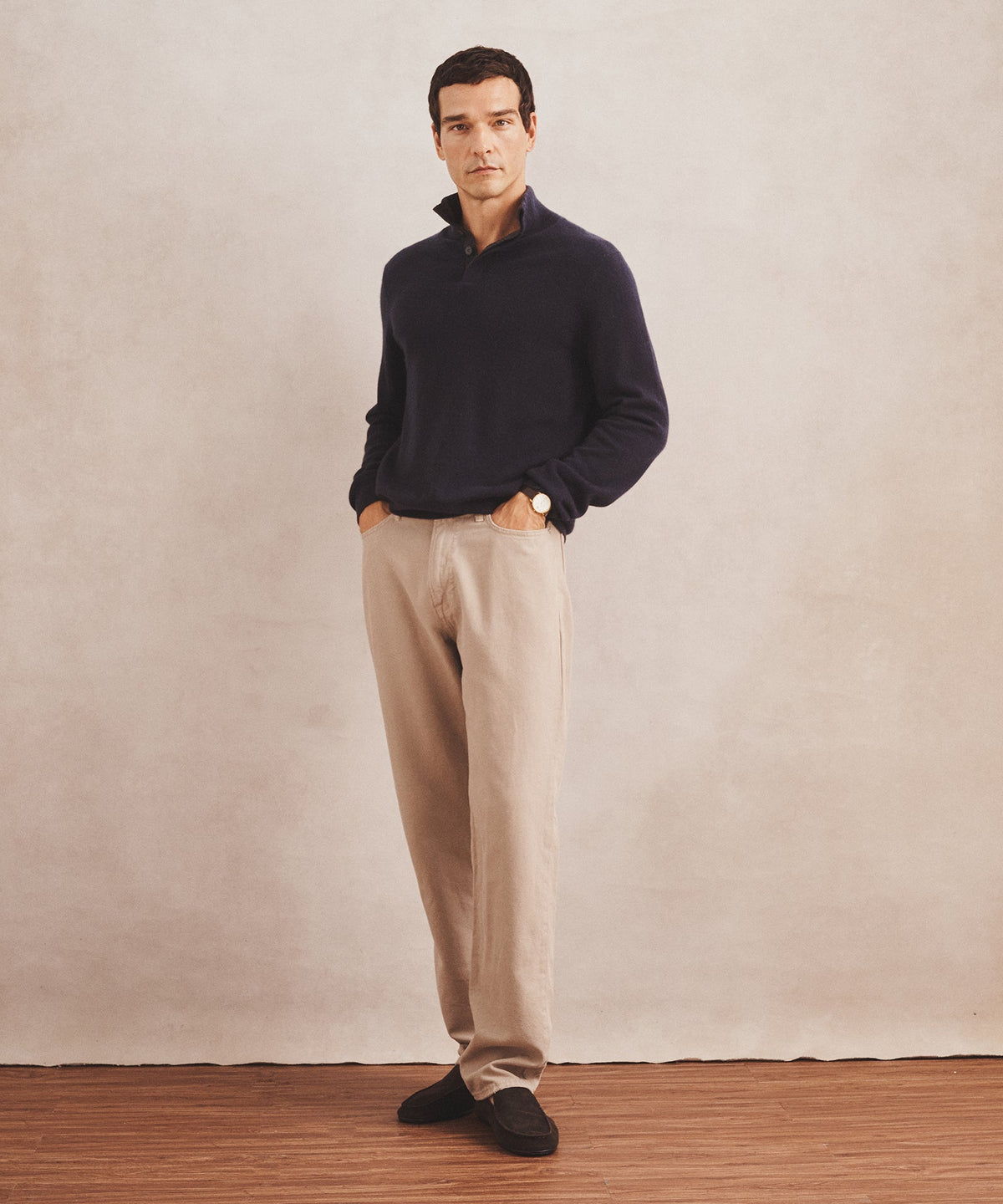 Signature Cashmere Quarter Button Down Sweater