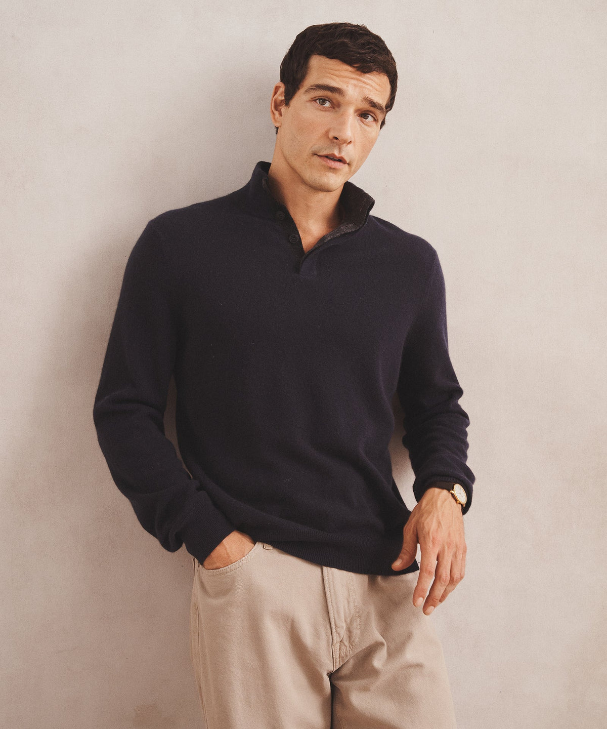 Signature Cashmere Quarter Button Down Sweater