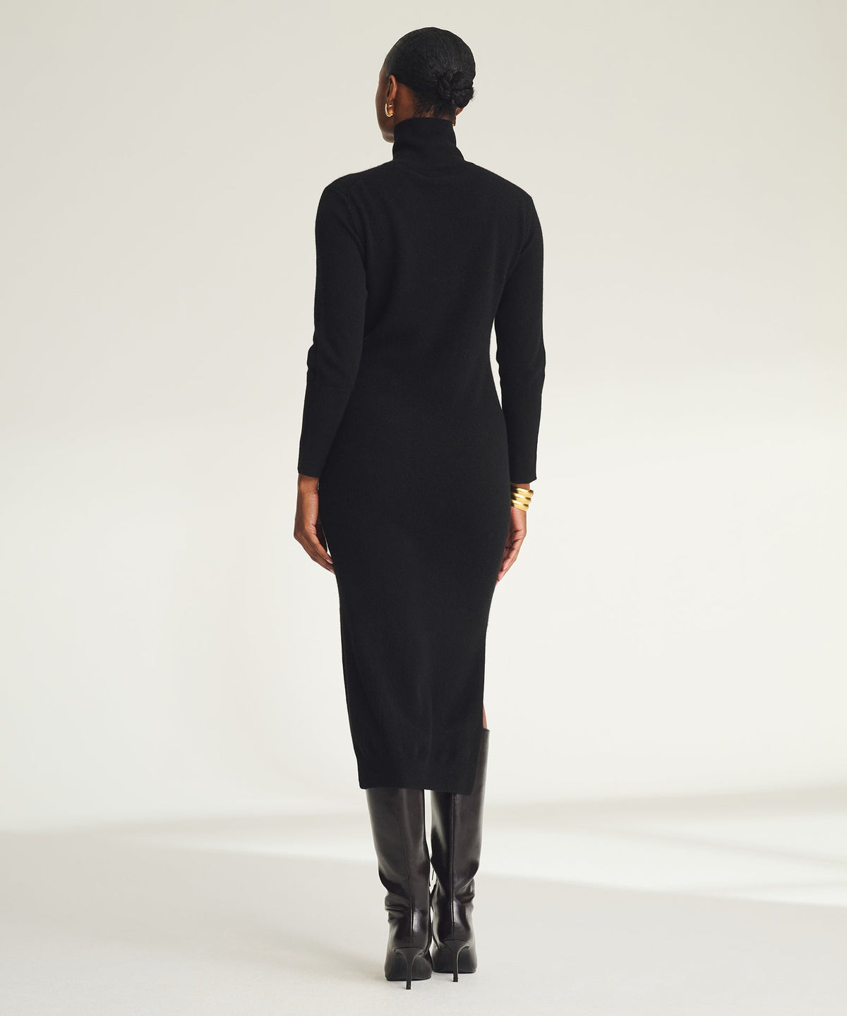 Signature Cashmere Turtleneck Dress with Slits