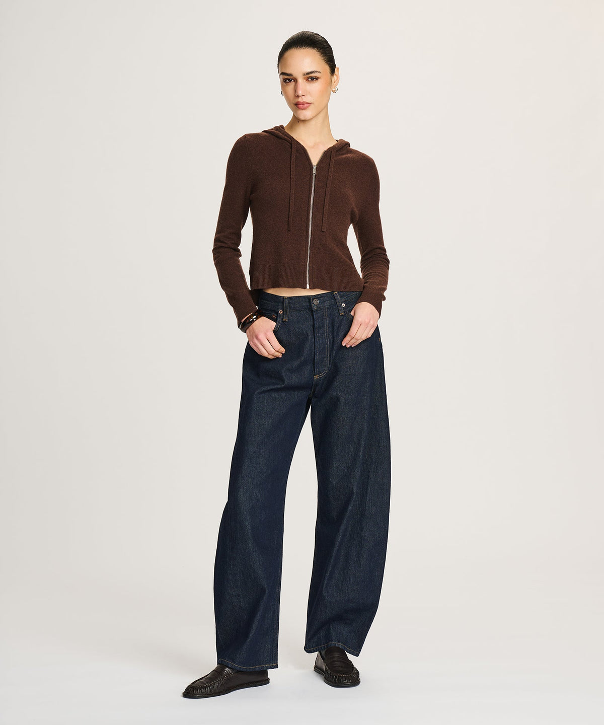 Signature Cashmere Cropped Zip Up Hoodie