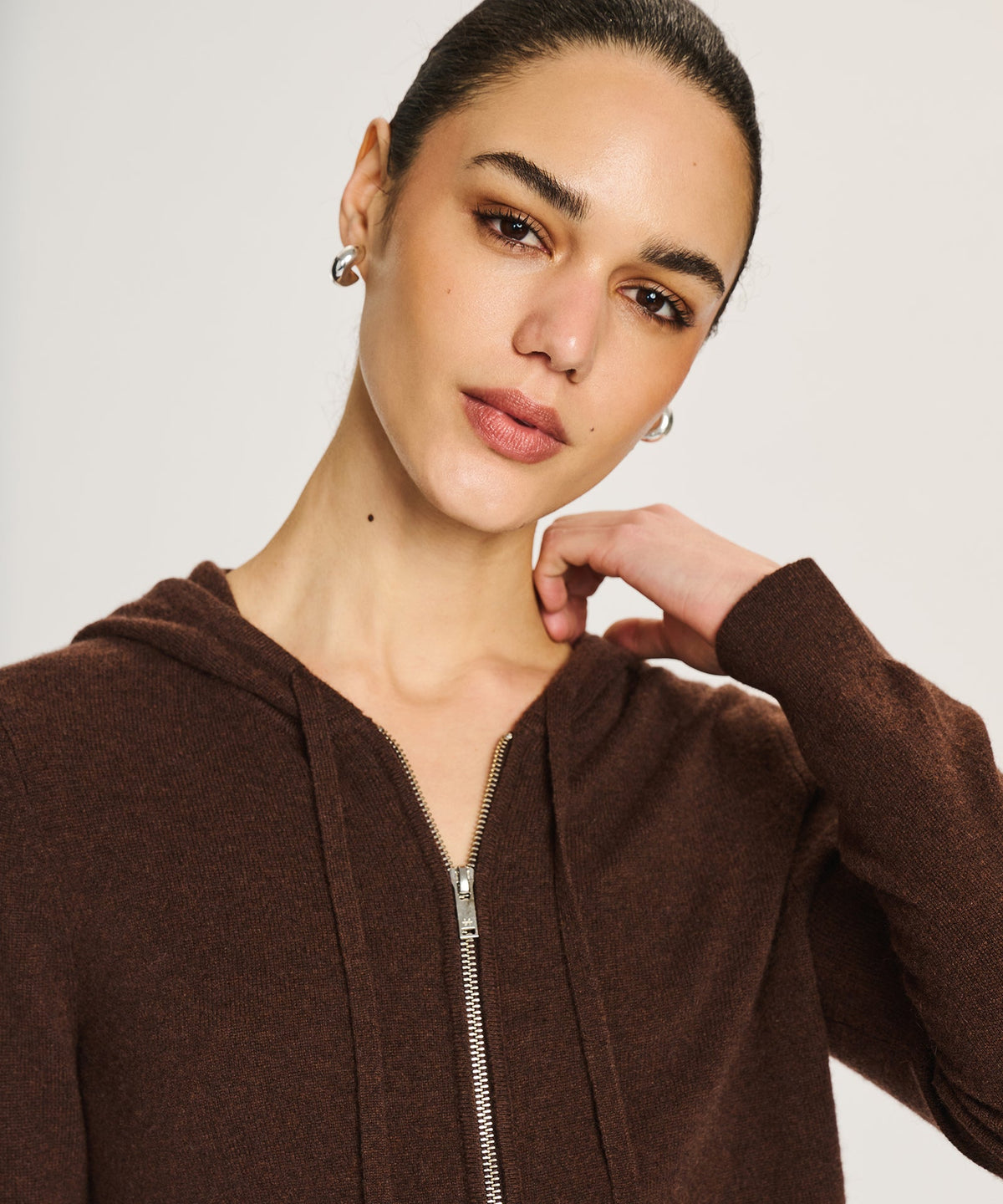 Signature Cashmere Cropped Zip Up Hoodie