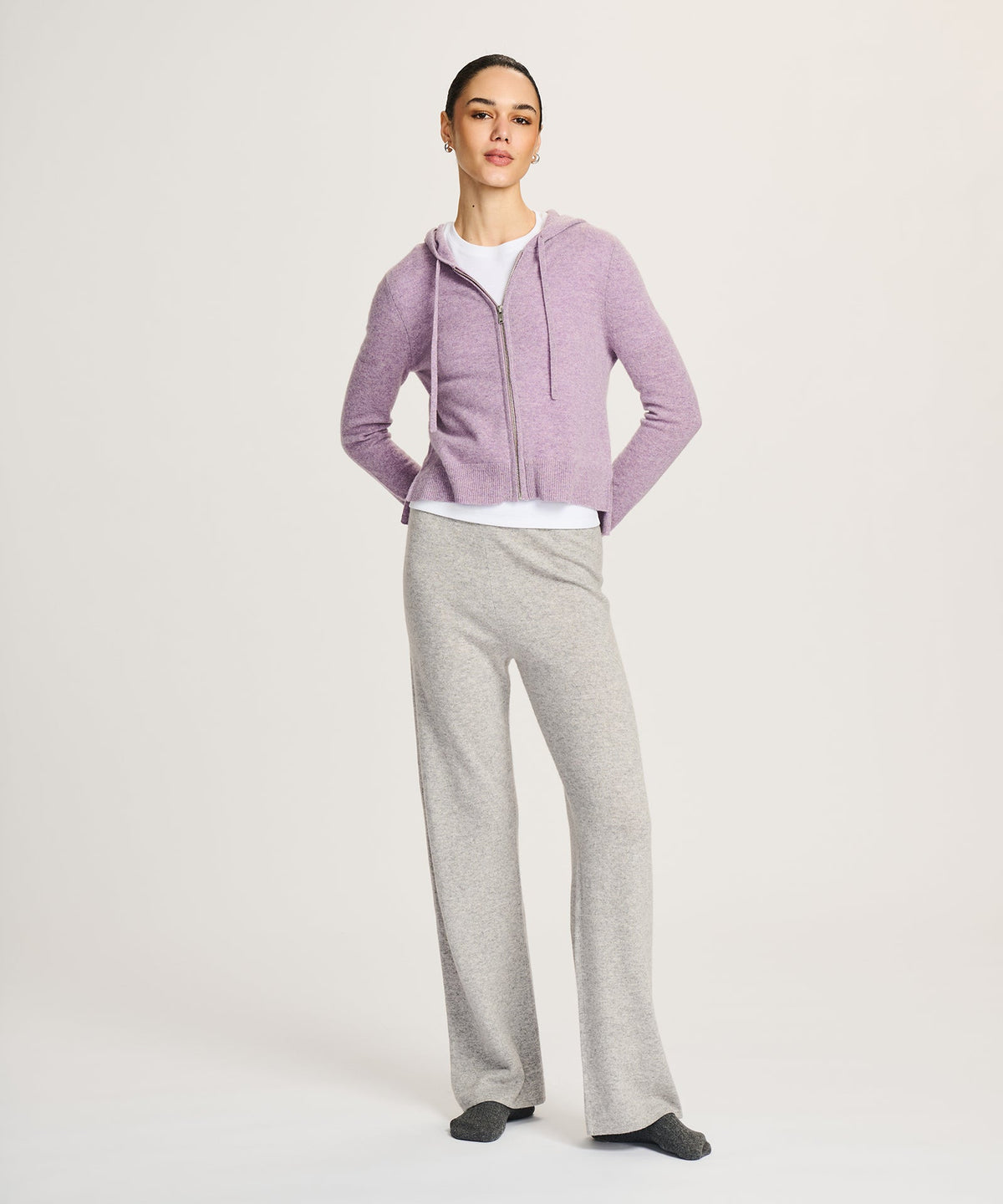 Signature Cashmere Cropped Zip Up Hoodie