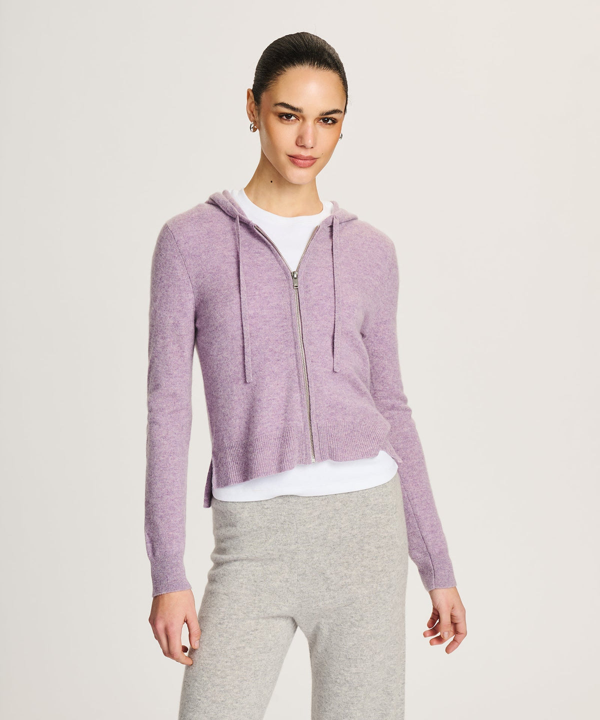 Signature Cashmere Cropped Zip Up Hoodie