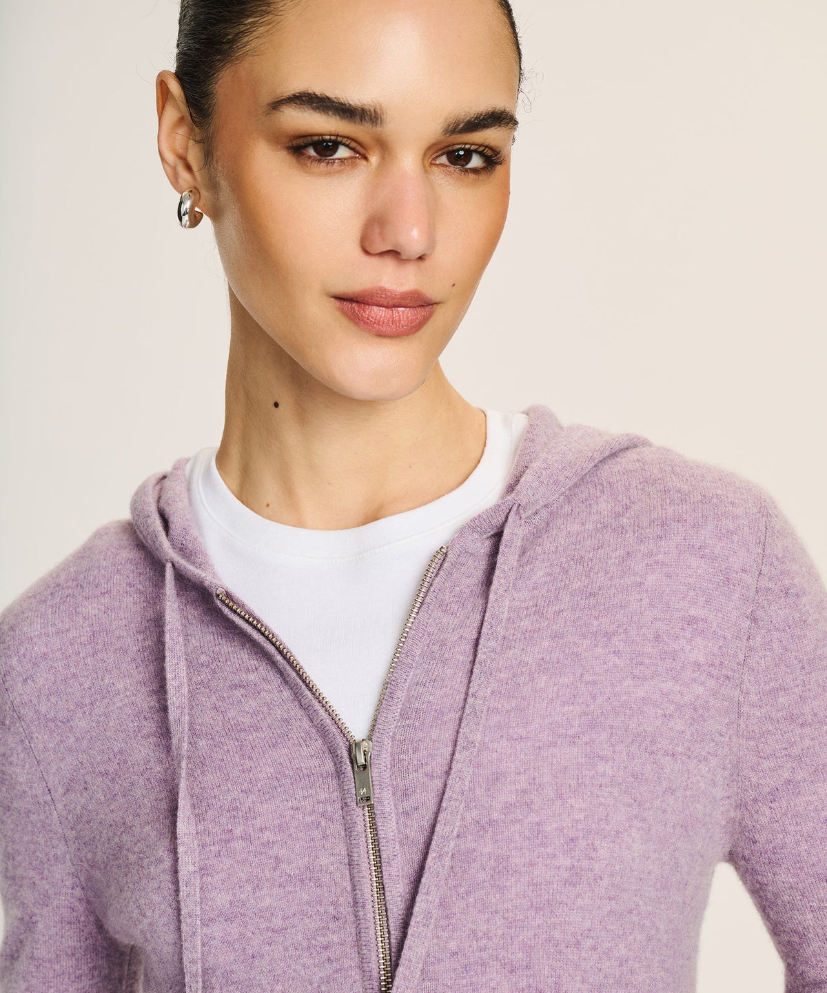 Signature Cashmere Cropped Zip Up Hoodie