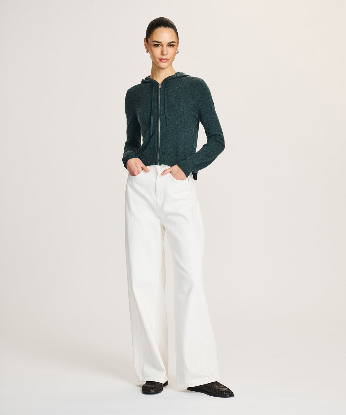 Signature Cashmere Cropped Zip Up Hoodie