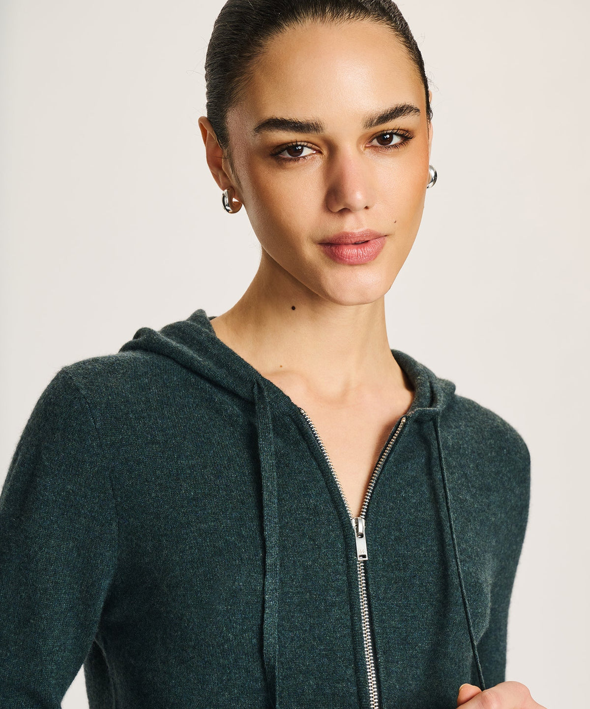 Signature Cashmere Cropped Zip Up Hoodie