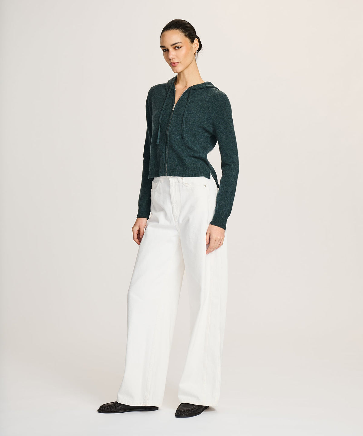 Signature Cashmere Cropped Zip Up Hoodie