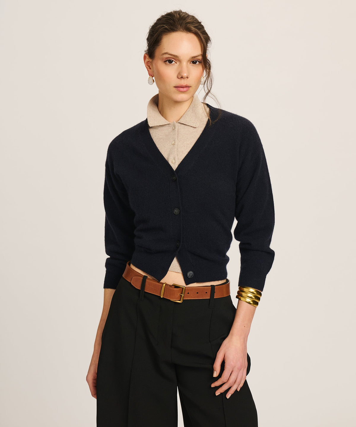Signature Cashmere Three-Quarter Sleeve Cardigan