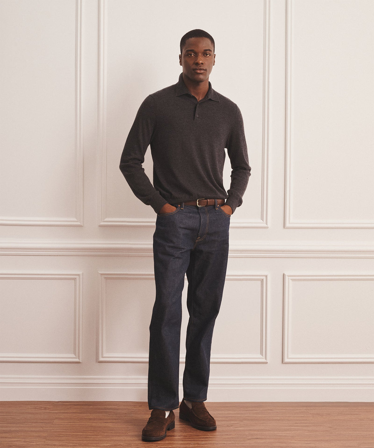 Super Fine Cashmere Long Sleeve Polo
